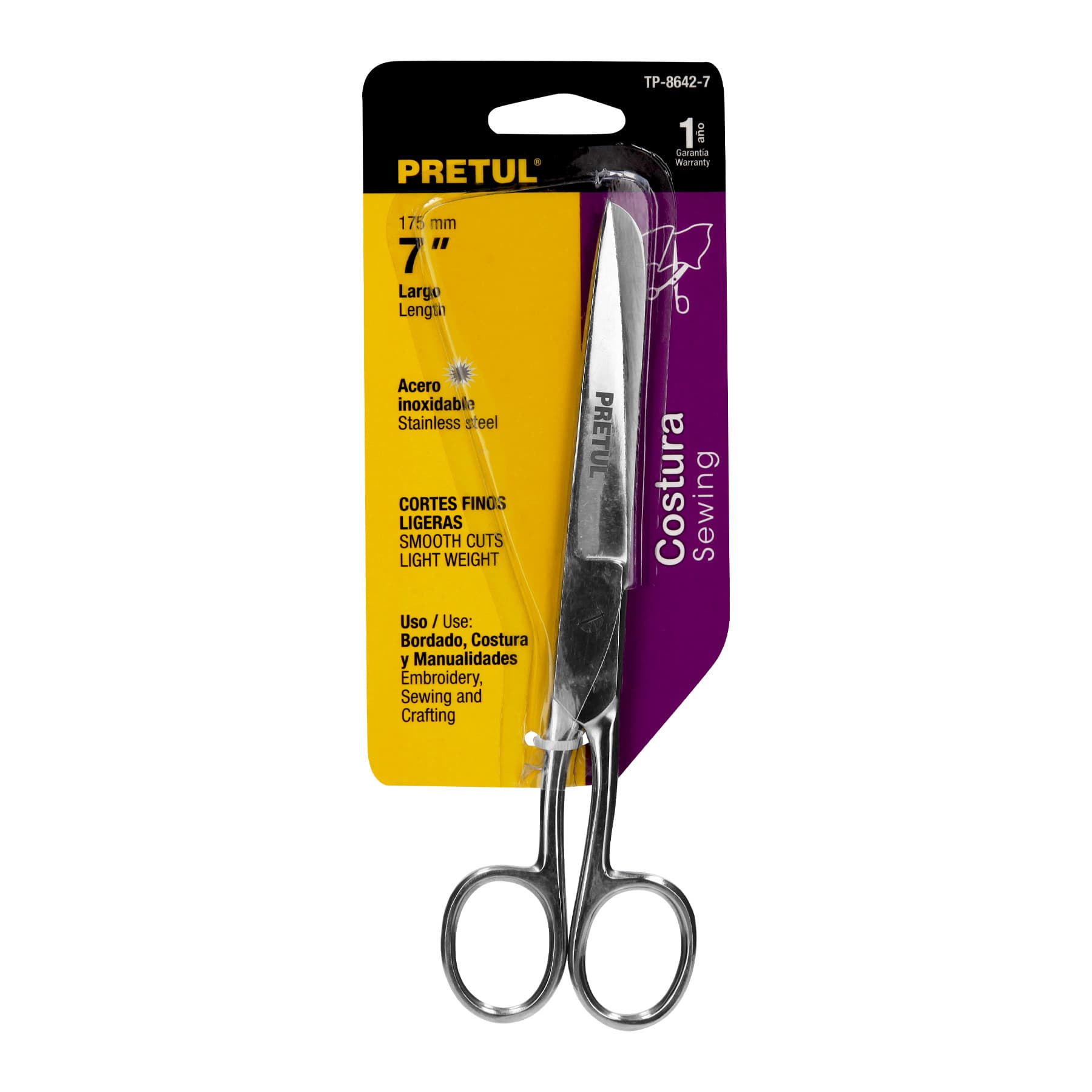 Tijera 7" para costura, de acero inoxidable, PRETUL
