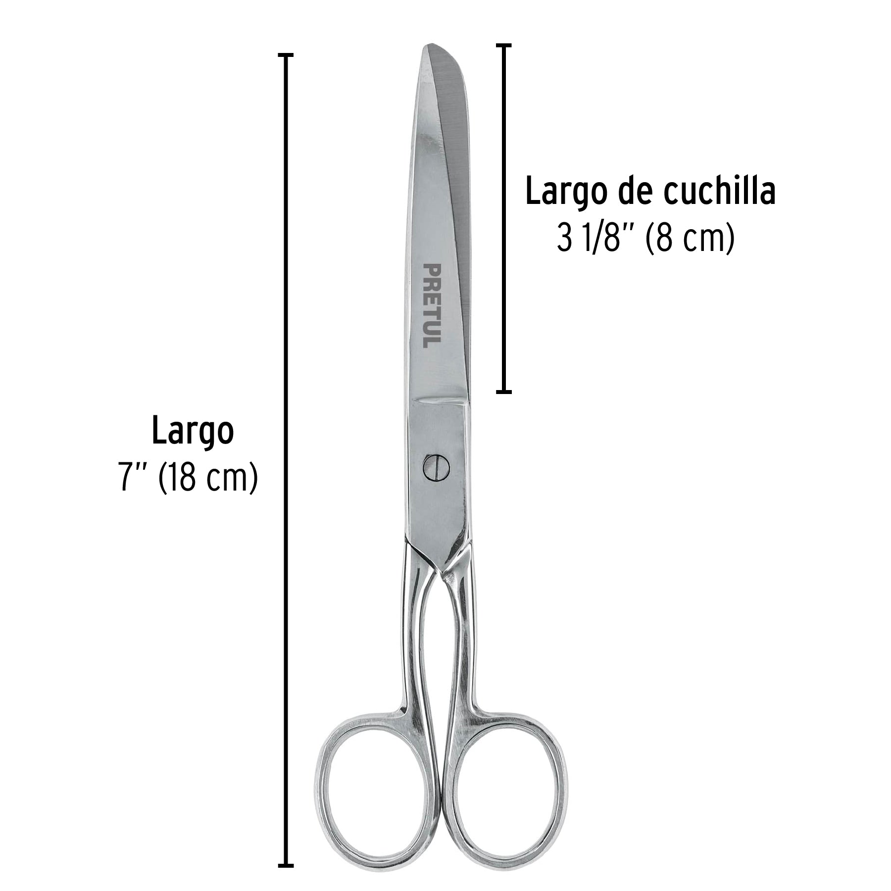 Tijera 7" para costura, de acero inoxidable, PRETUL