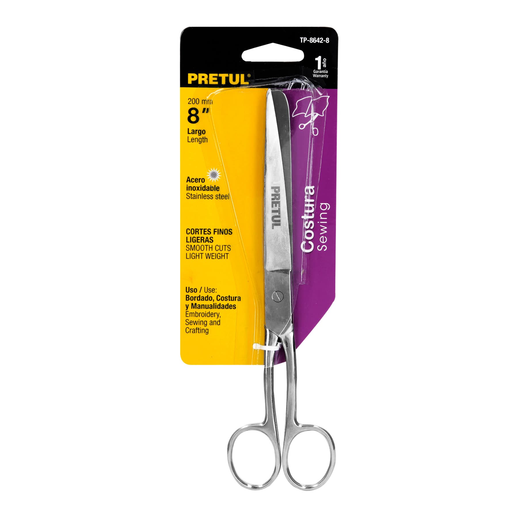 Tijera 8" para costura, de acero inoxidable, PRETUL