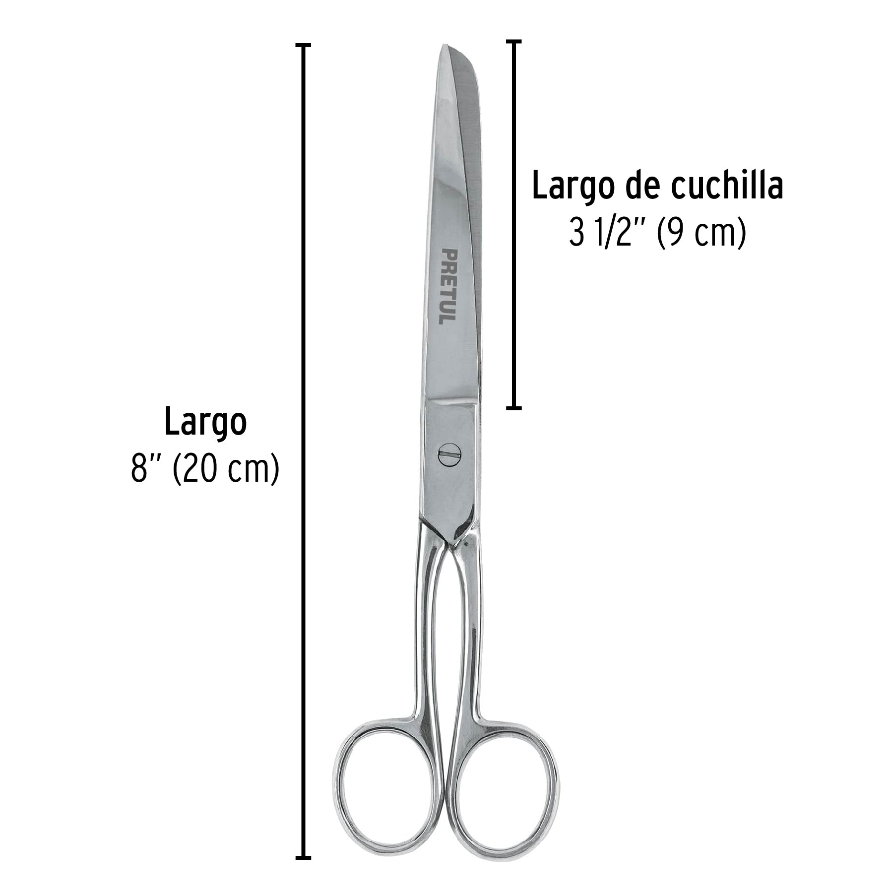 Tijera 8" para costura, de acero inoxidable, PRETUL