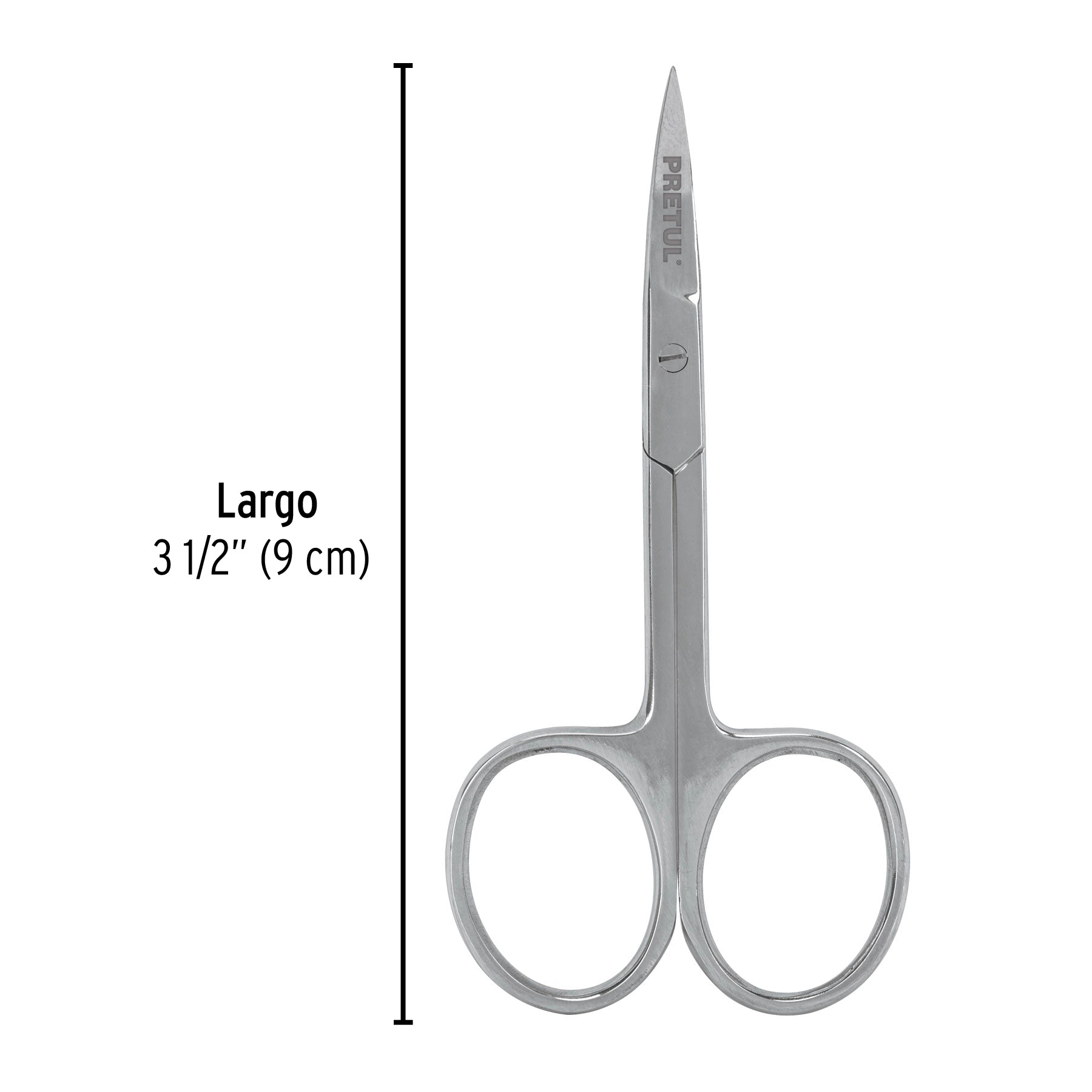 Tijera manicure 3-1/2" acero inoxidable, punta curva, PRETUL