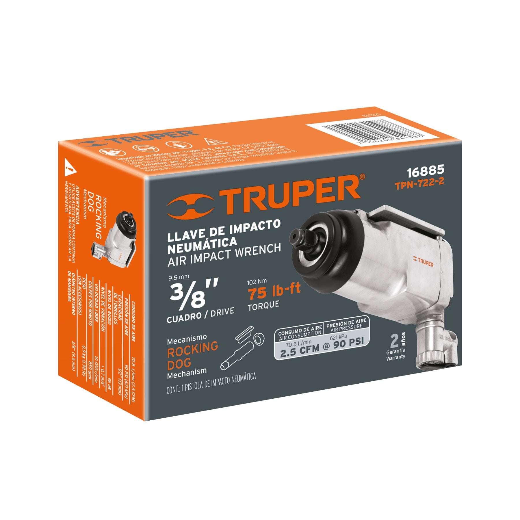 Llave (pistola) de impacto neumática 3/8", TRUPER