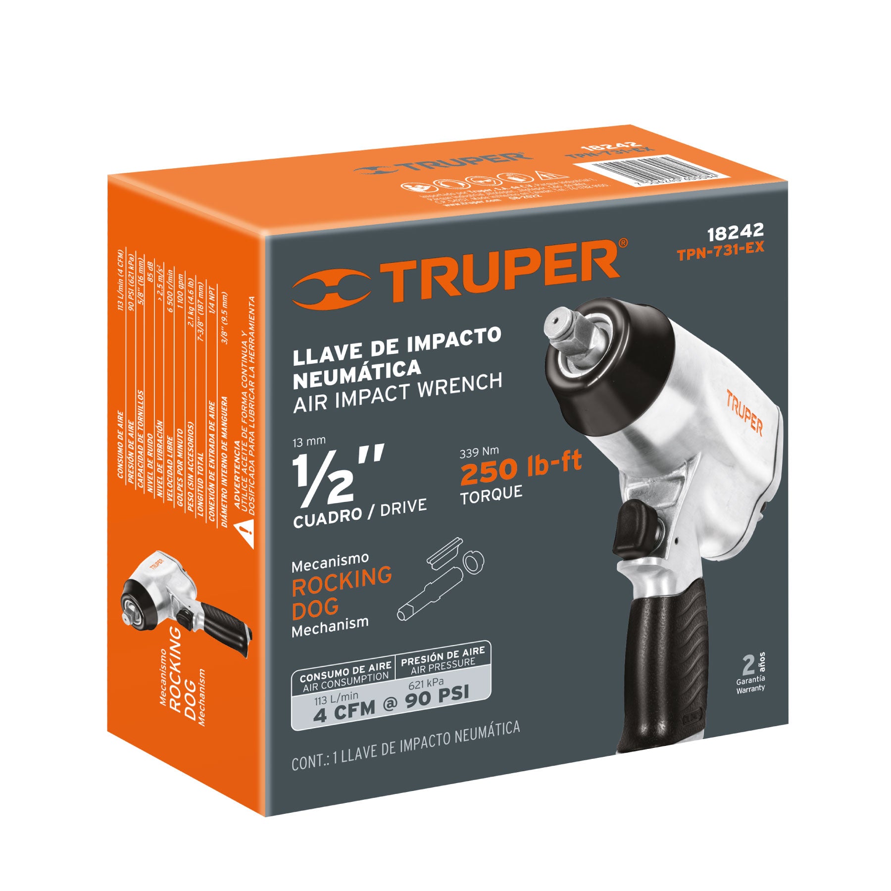Llave (pistola) de impacto neumática 1/2", TRUPER