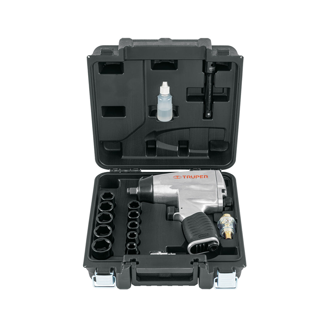 Kit de llave (pistola) de impacto 1/2", estuche plástico