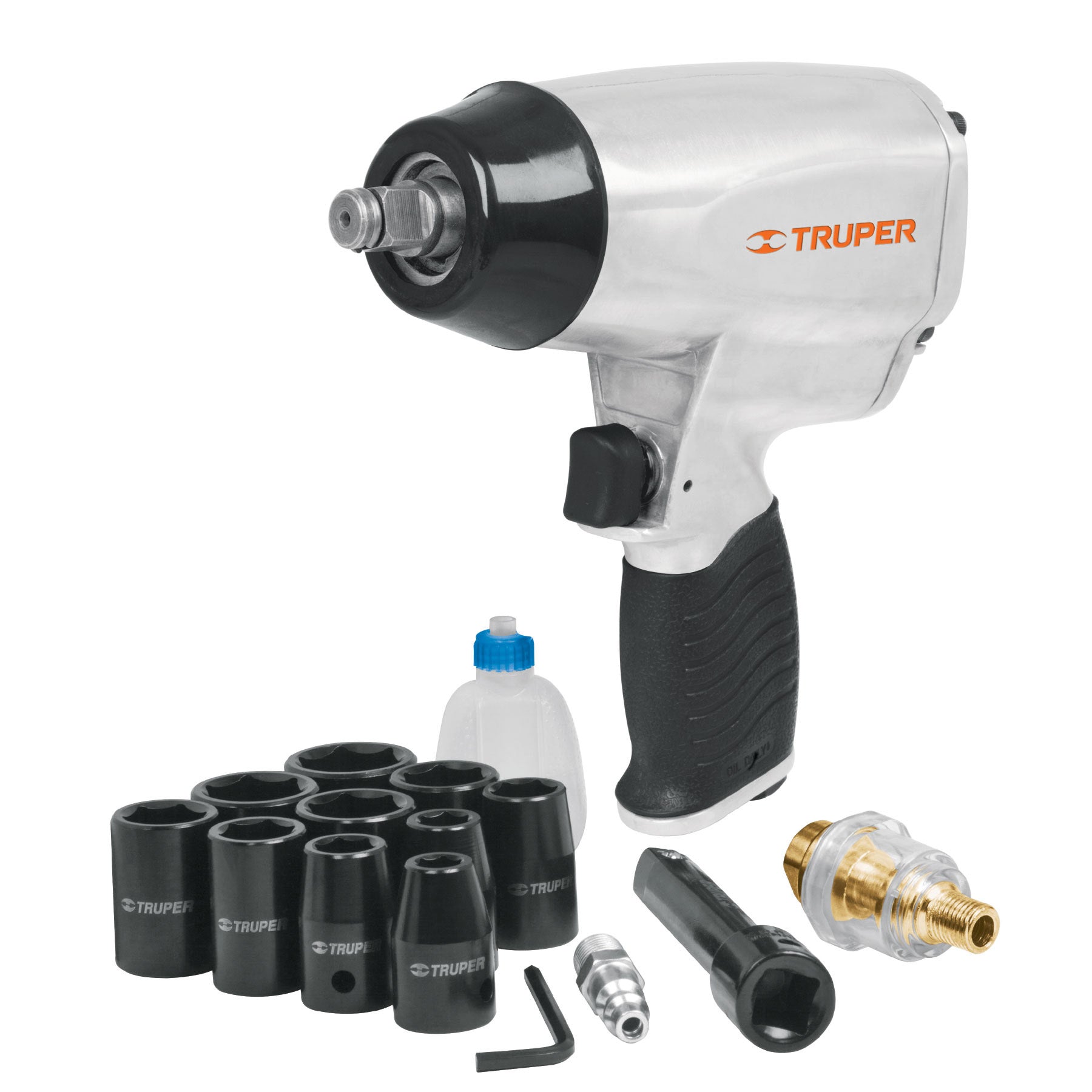 Kit de llave (pistola) de impacto 1/2", estuche plástico