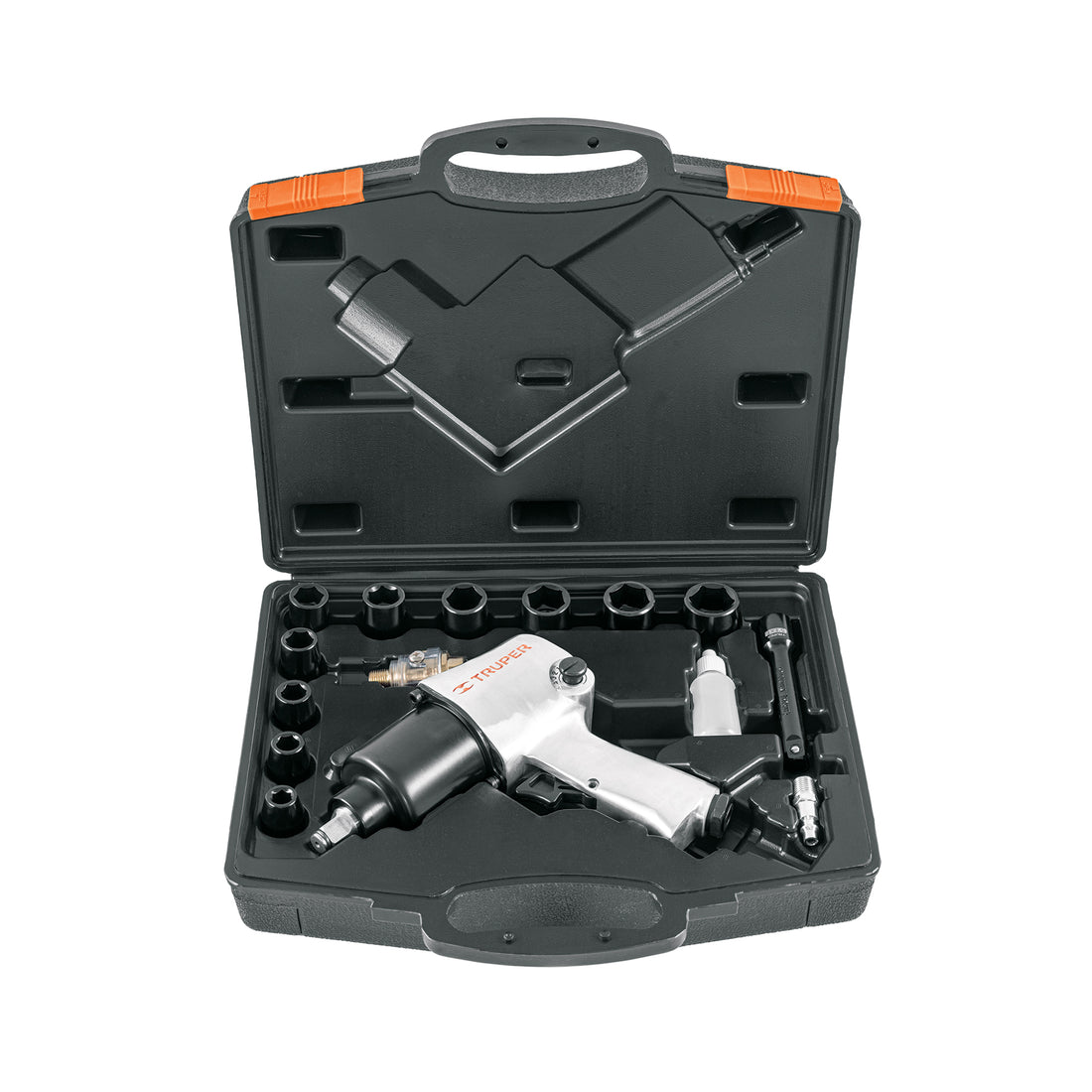 Kit de llave (pistola) de impacto 1/2" ind, estuche plástico