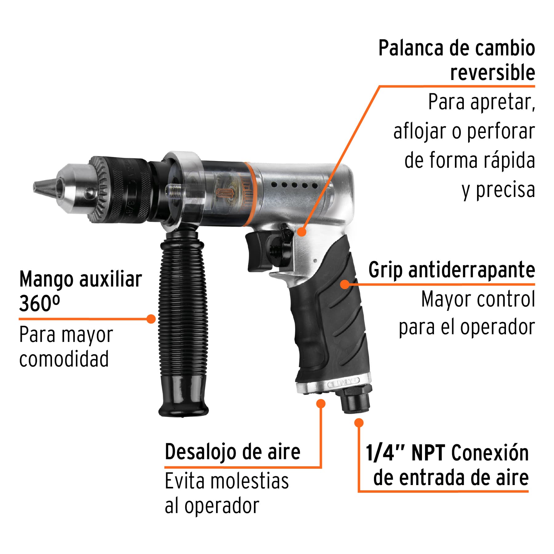 Taladro neumático reversible 1/2", TRUPER