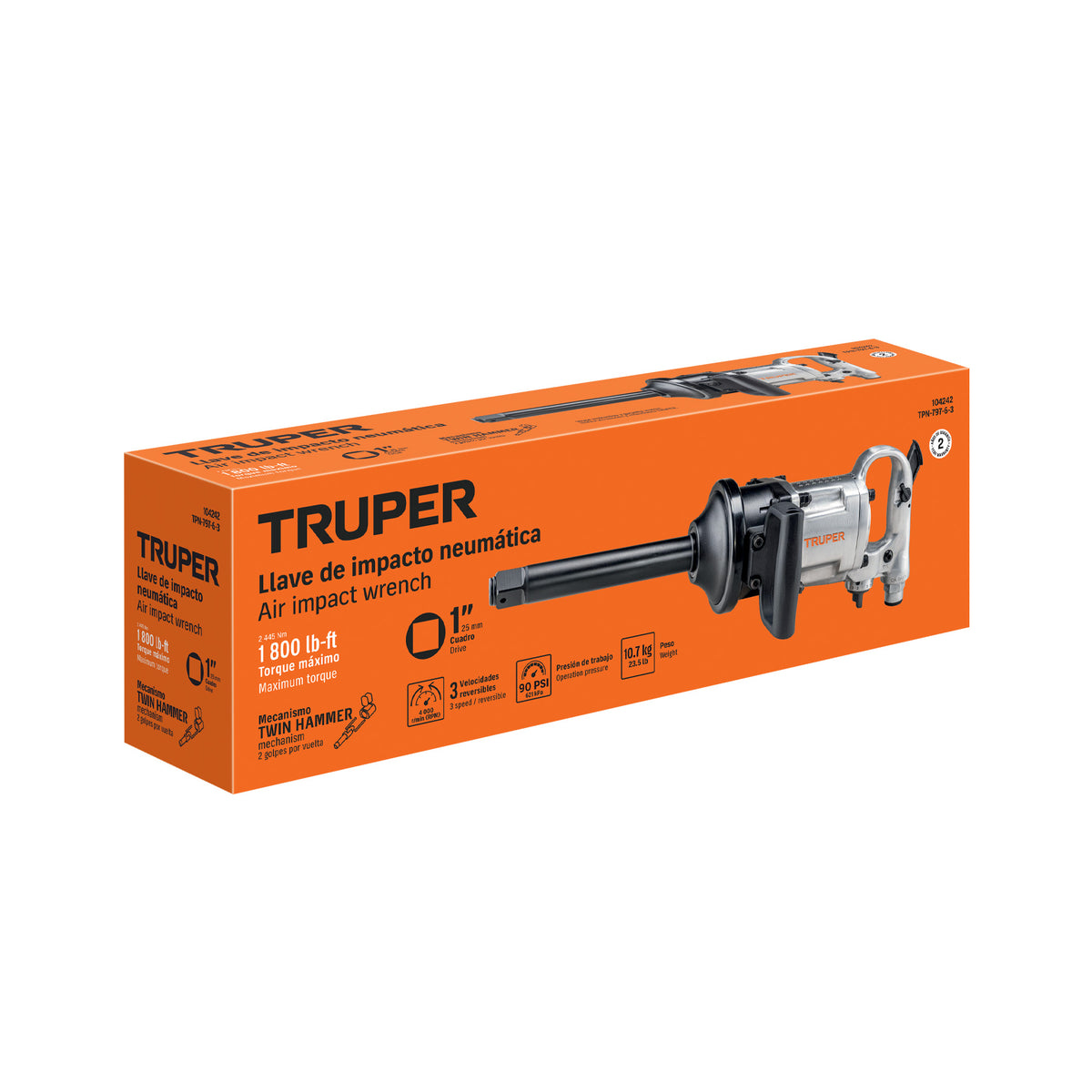Llave (pistola) de impacto neumática 1", industrial, TRUPER