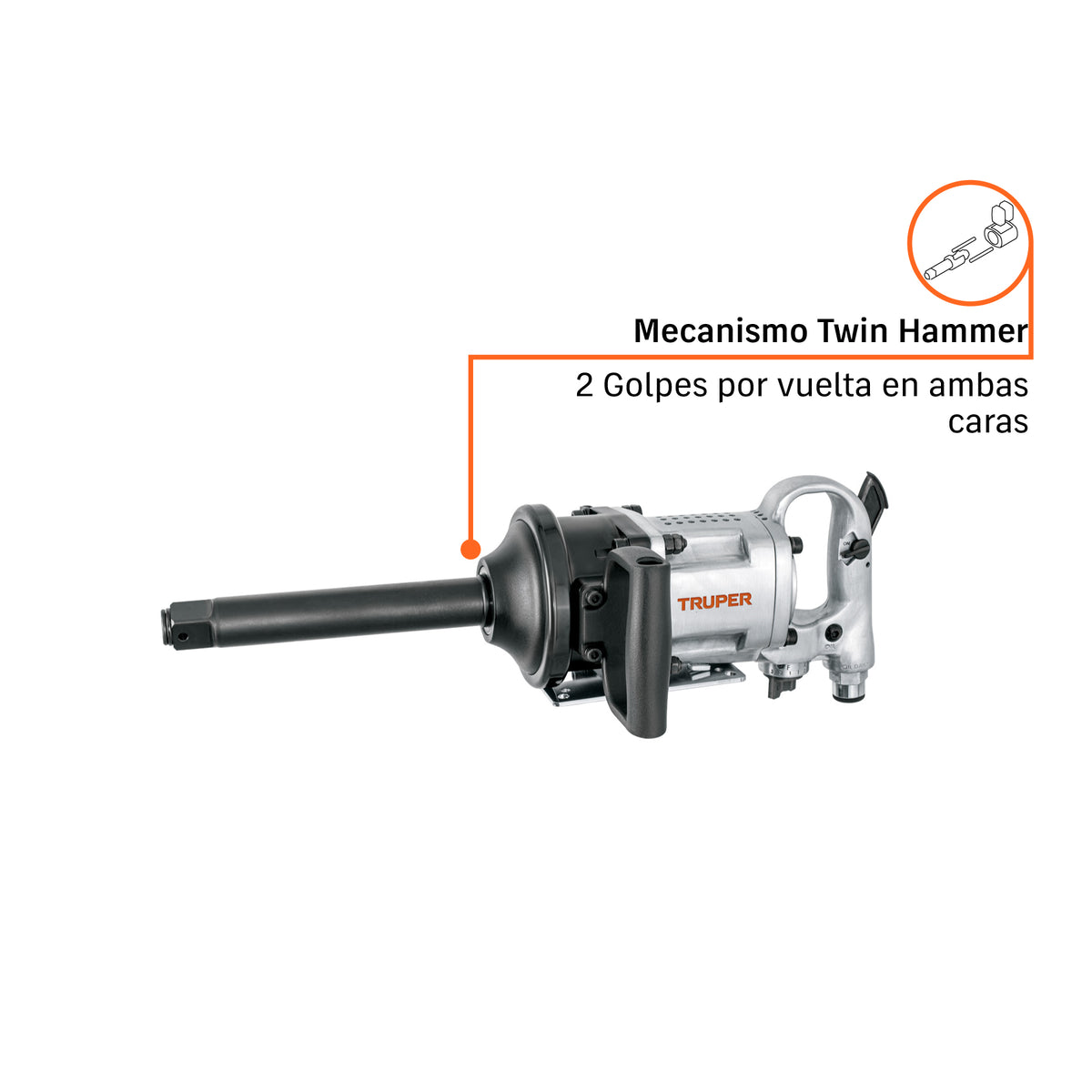 Llave (pistola) de impacto neumática 1", industrial, TRUPER