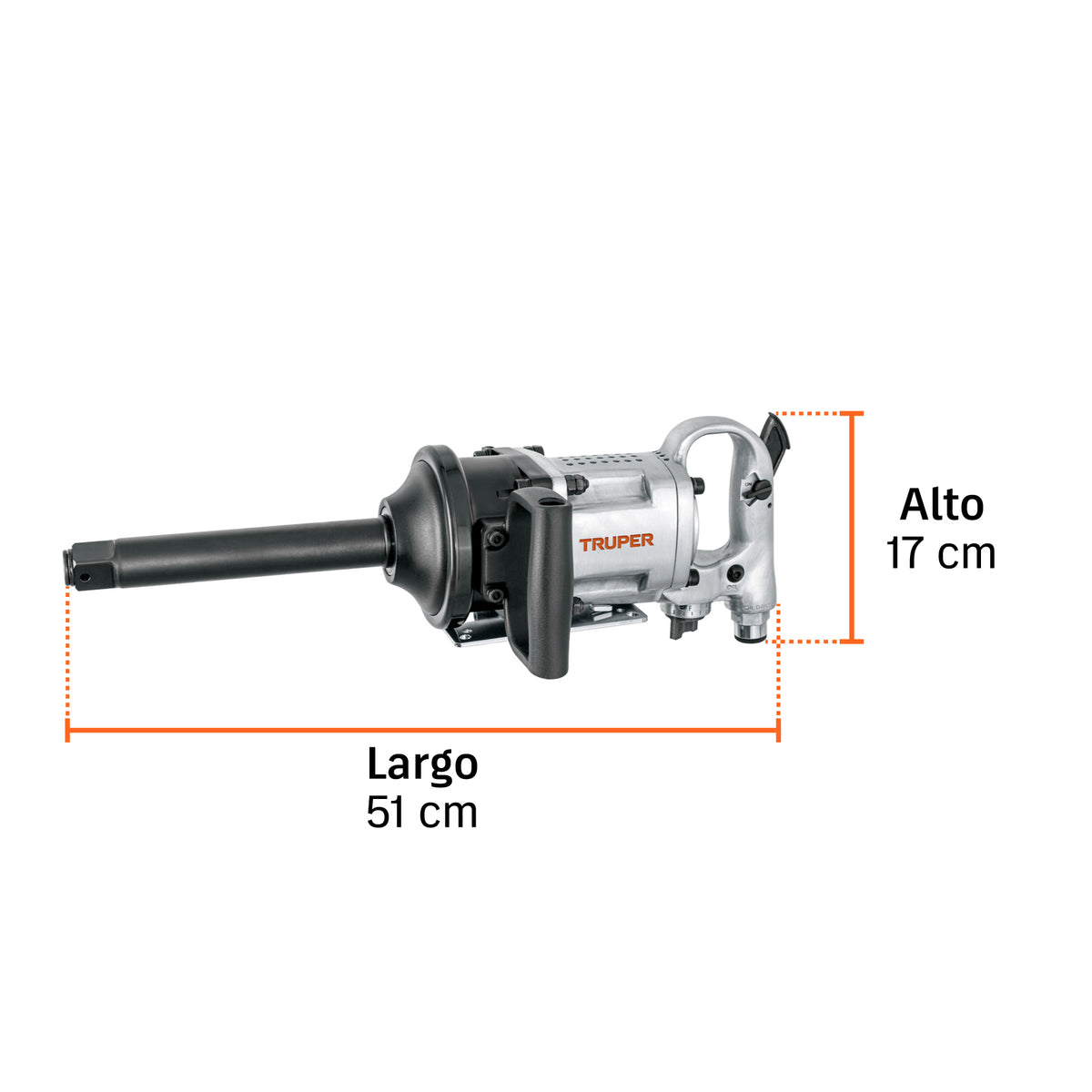 Llave (pistola) de impacto neumática 1", industrial, TRUPER