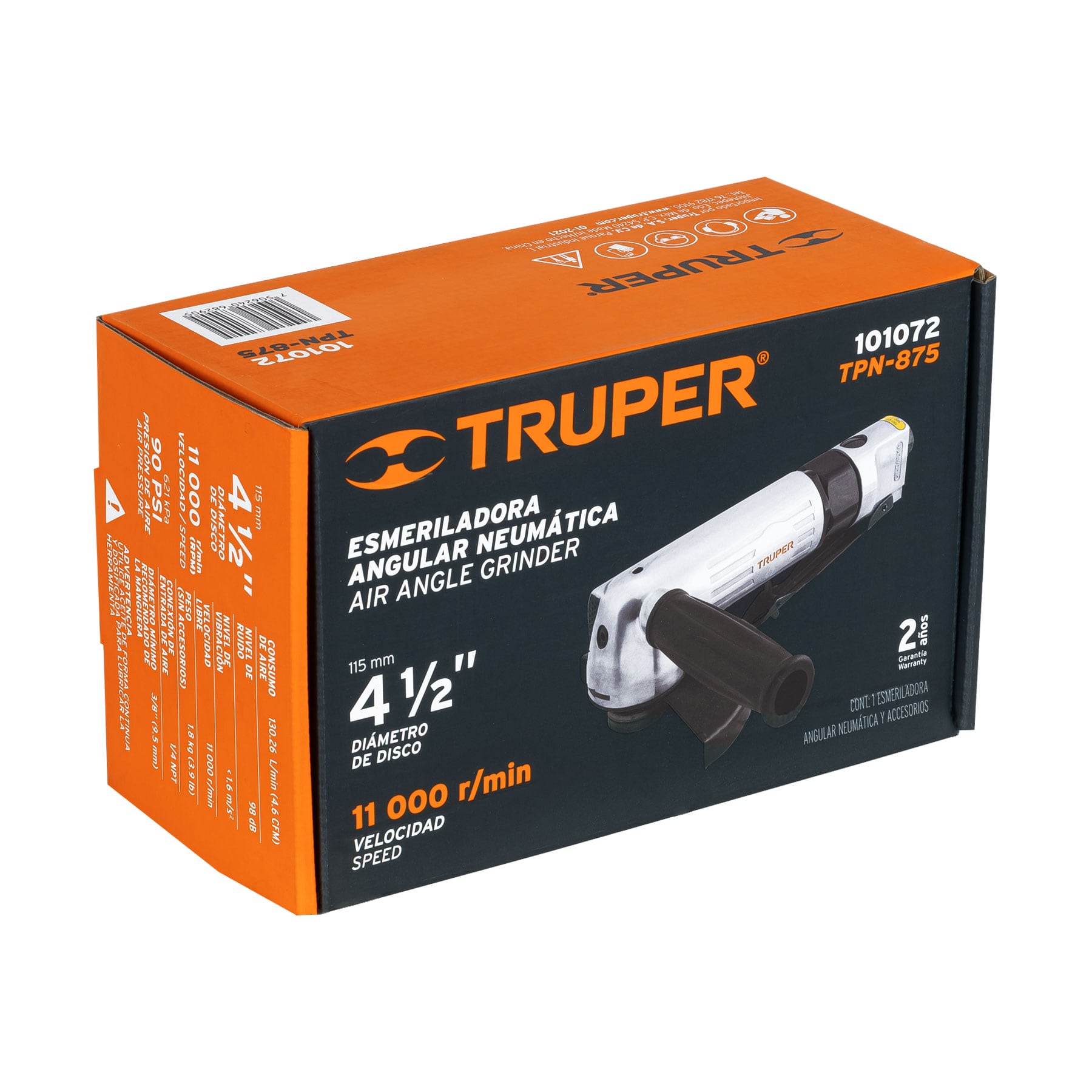 Esmeriladora angular neumática 4-1/2", TRUPER