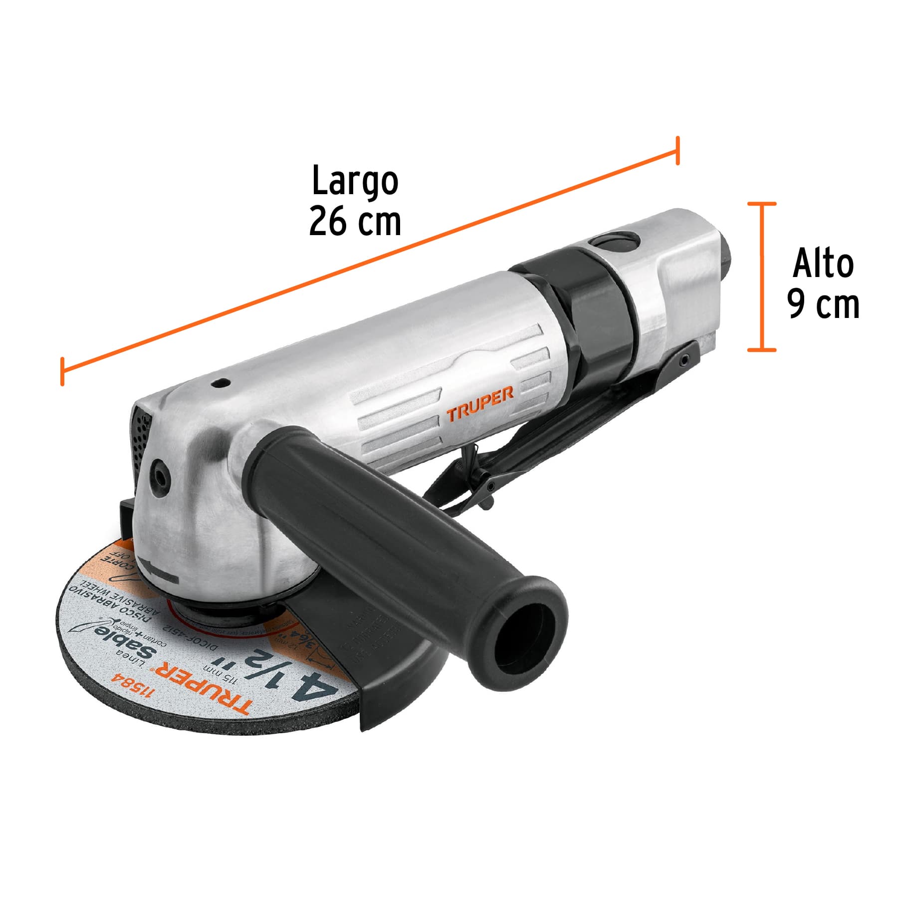 Esmeriladora angular neumática 4-1/2", TRUPER