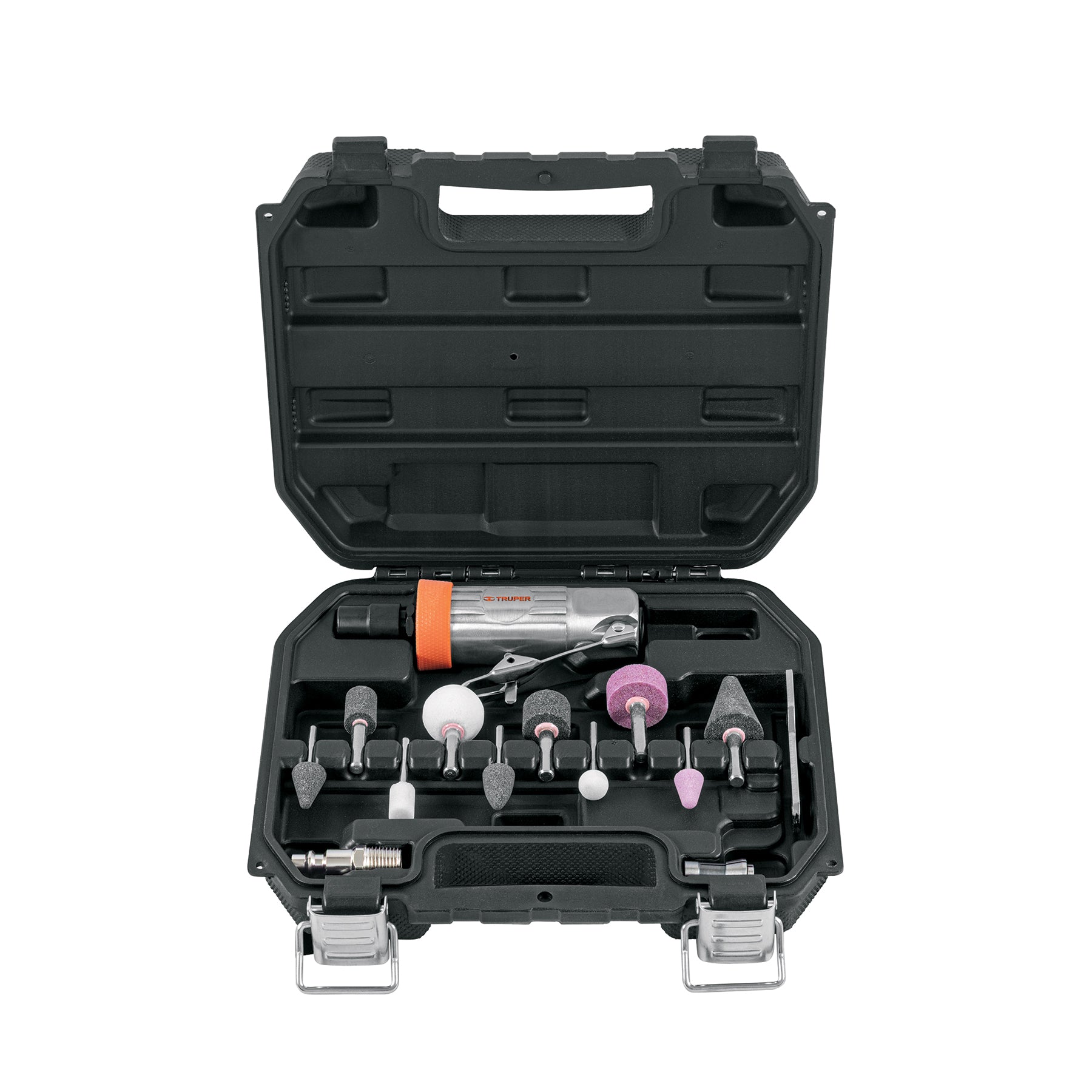 Kit de mini esmeriladora 1/4" con estuche plástico, TRUPER