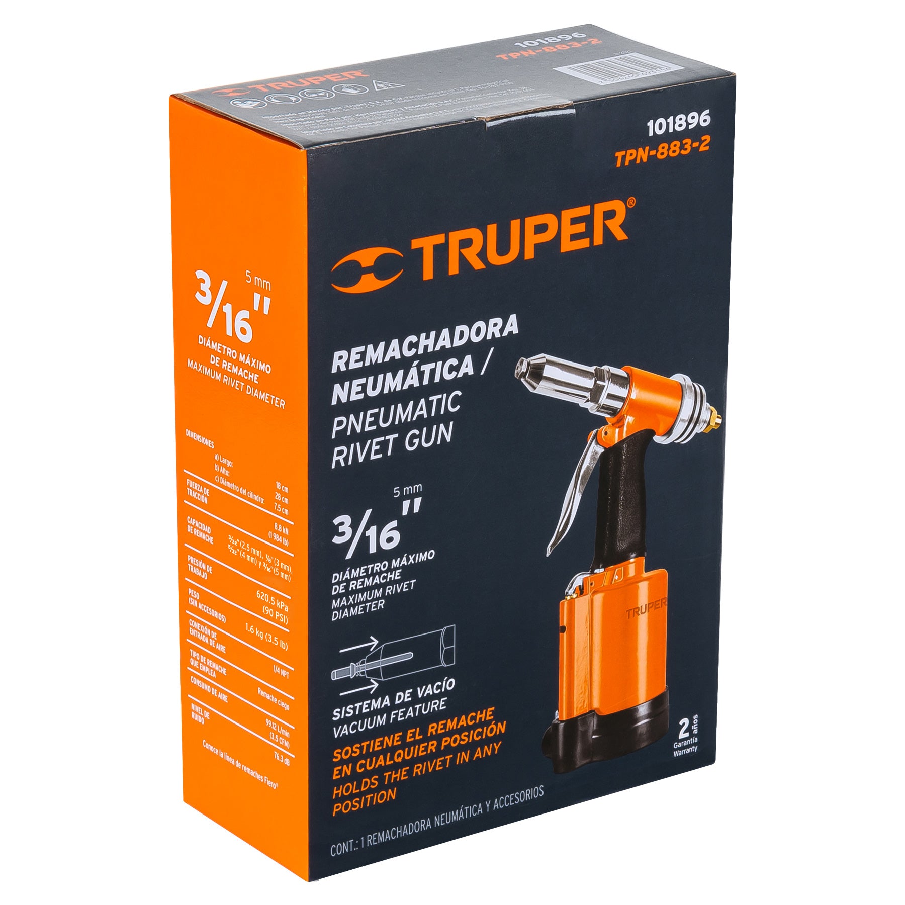 Remachadora neumática 3/16", TRUPER