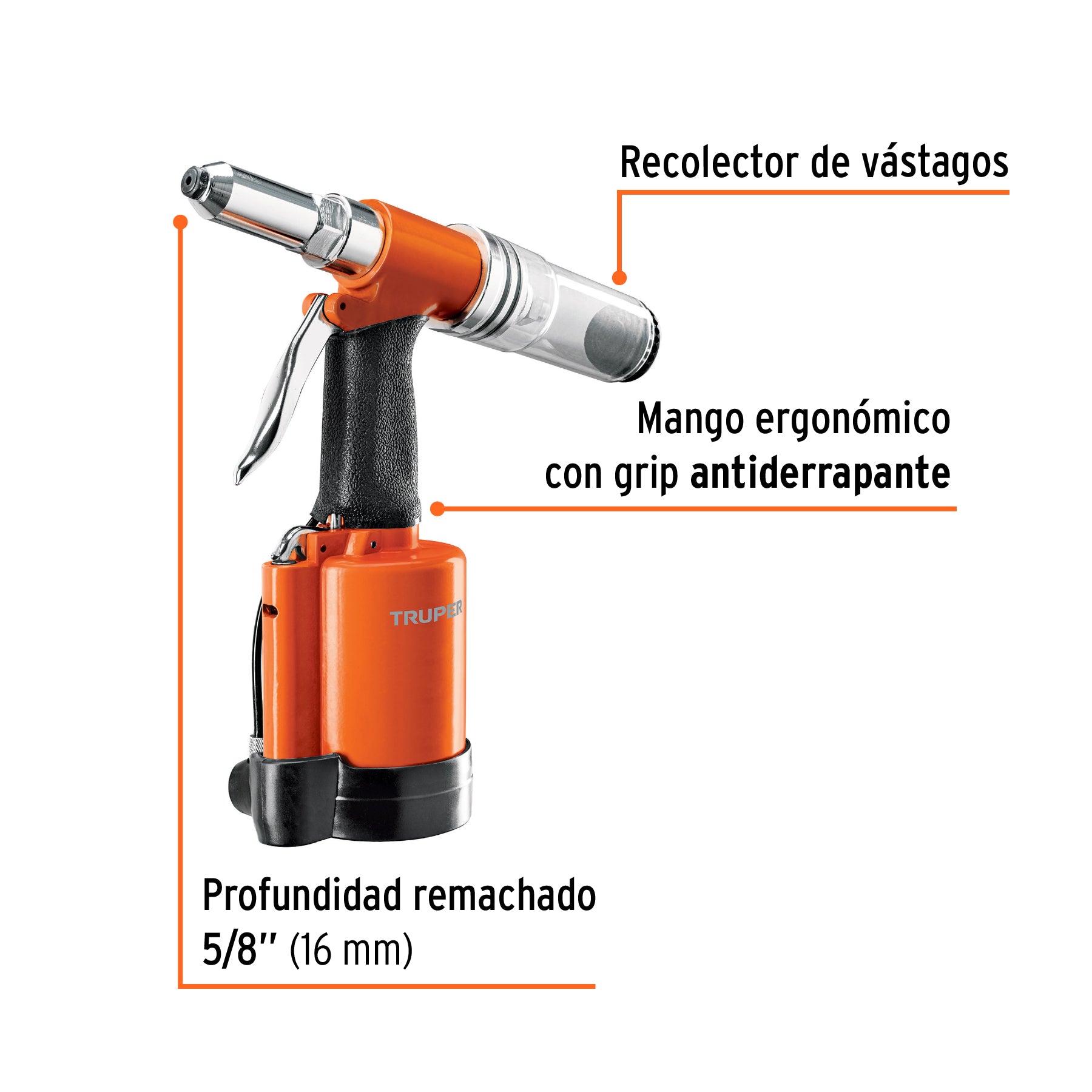 Remachadora neumática 3/16", TRUPER