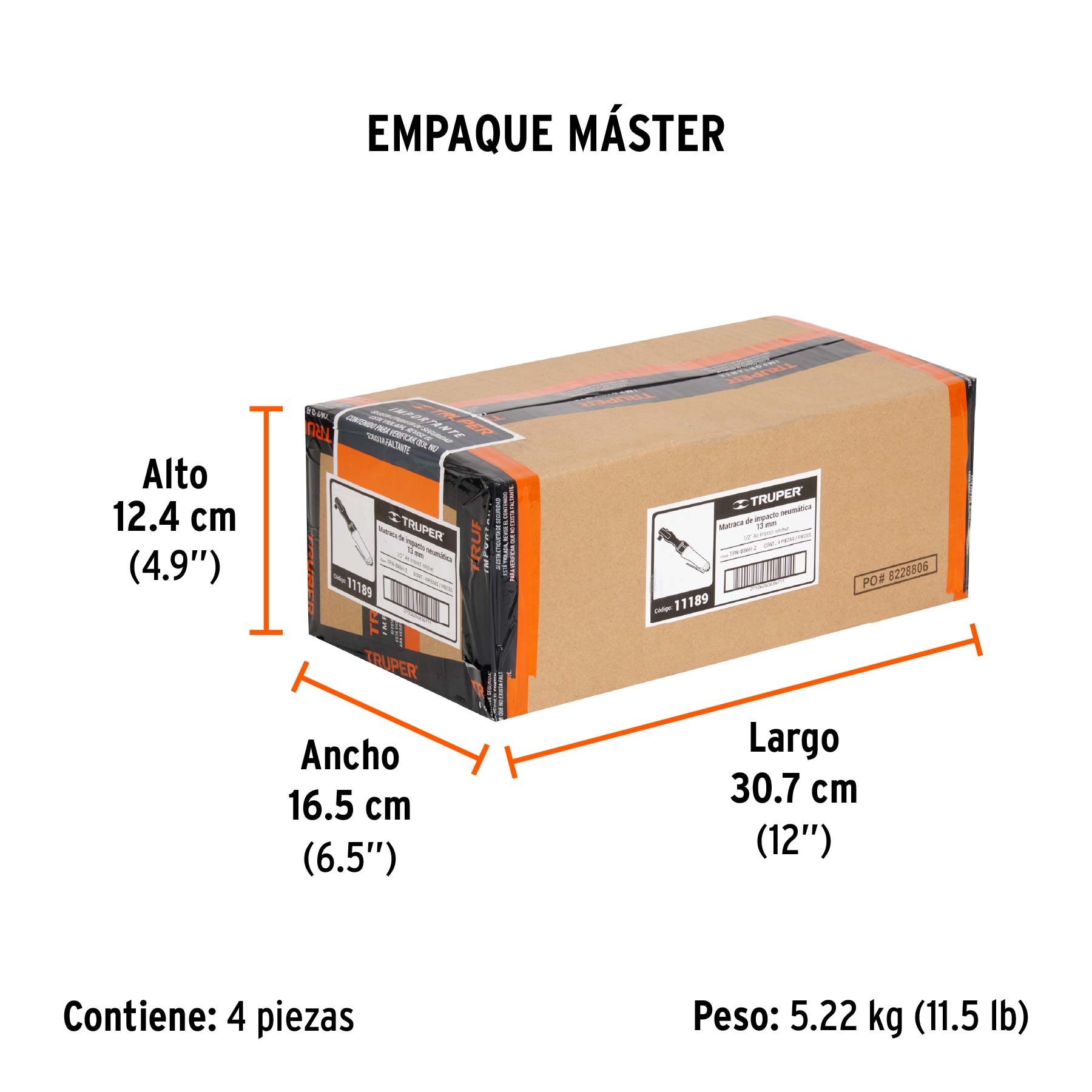 Matraca de impacto neumática 1/2", TRUPER - Empaque