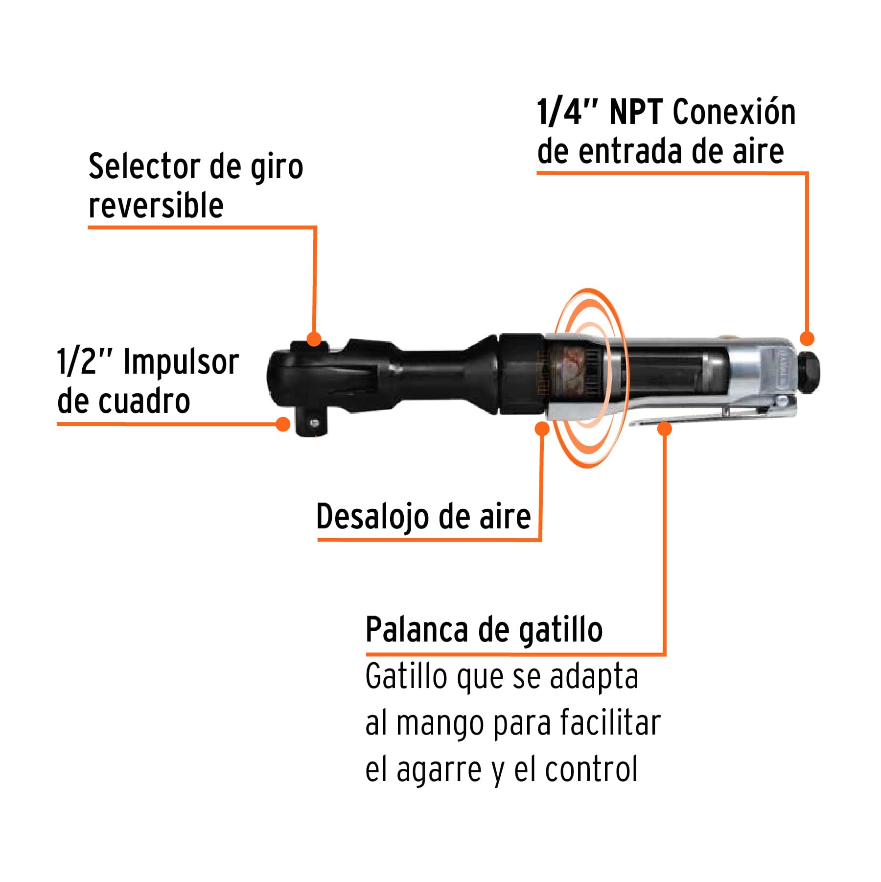 Matraca de impacto neumática 1/2", TRUPER