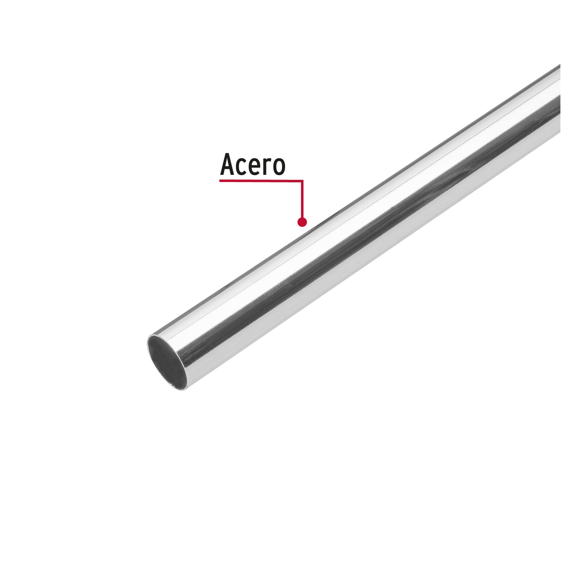 Tubo redondo para clóset,1.2 m, acero cromado, HERMEX