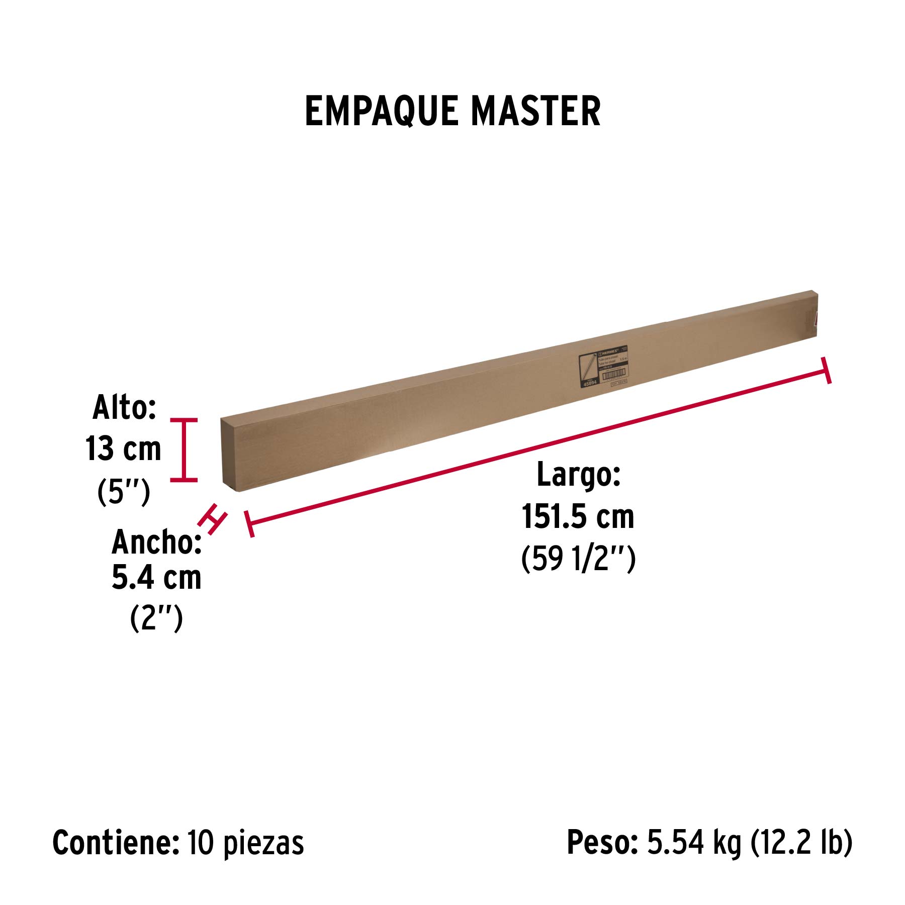 Tubo redondo para clóset,1.5 m, acero cromado, HERMEX - Empaque