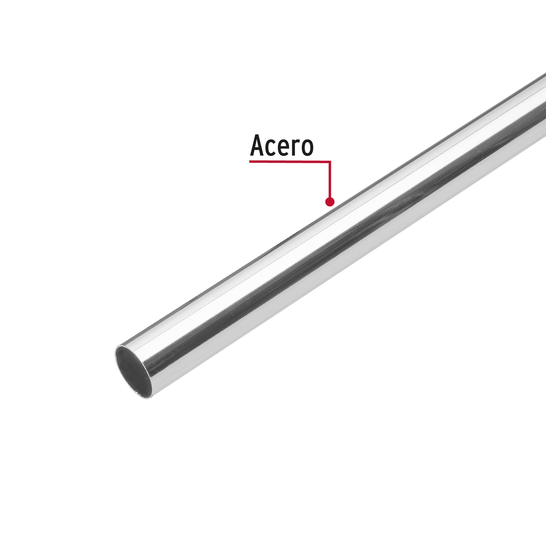 Tubo redondo para clóset,1.5 m, acero cromado, HERMEX