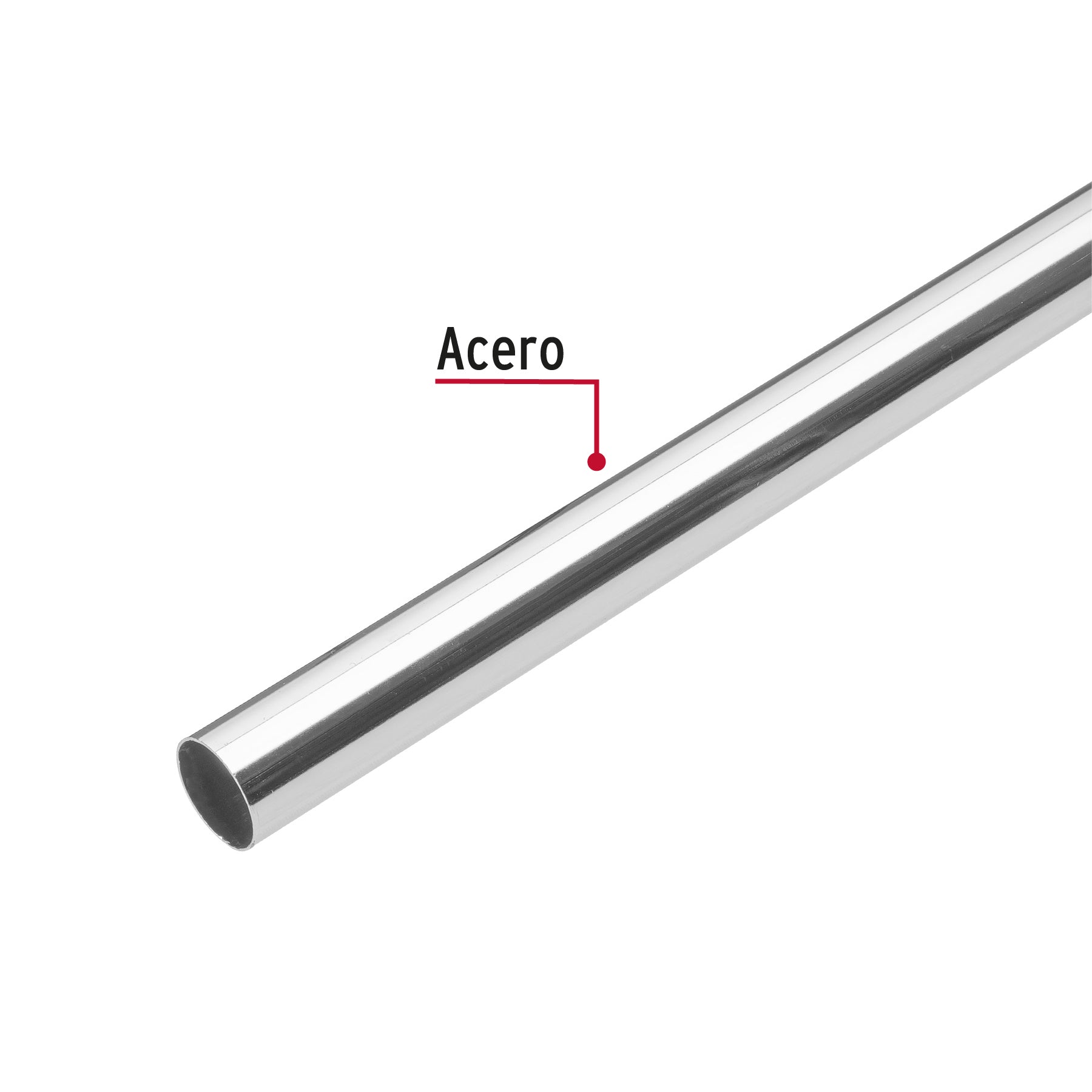 Tubo redondo para clóset, 1.8 m, acero cromado, HERMEX