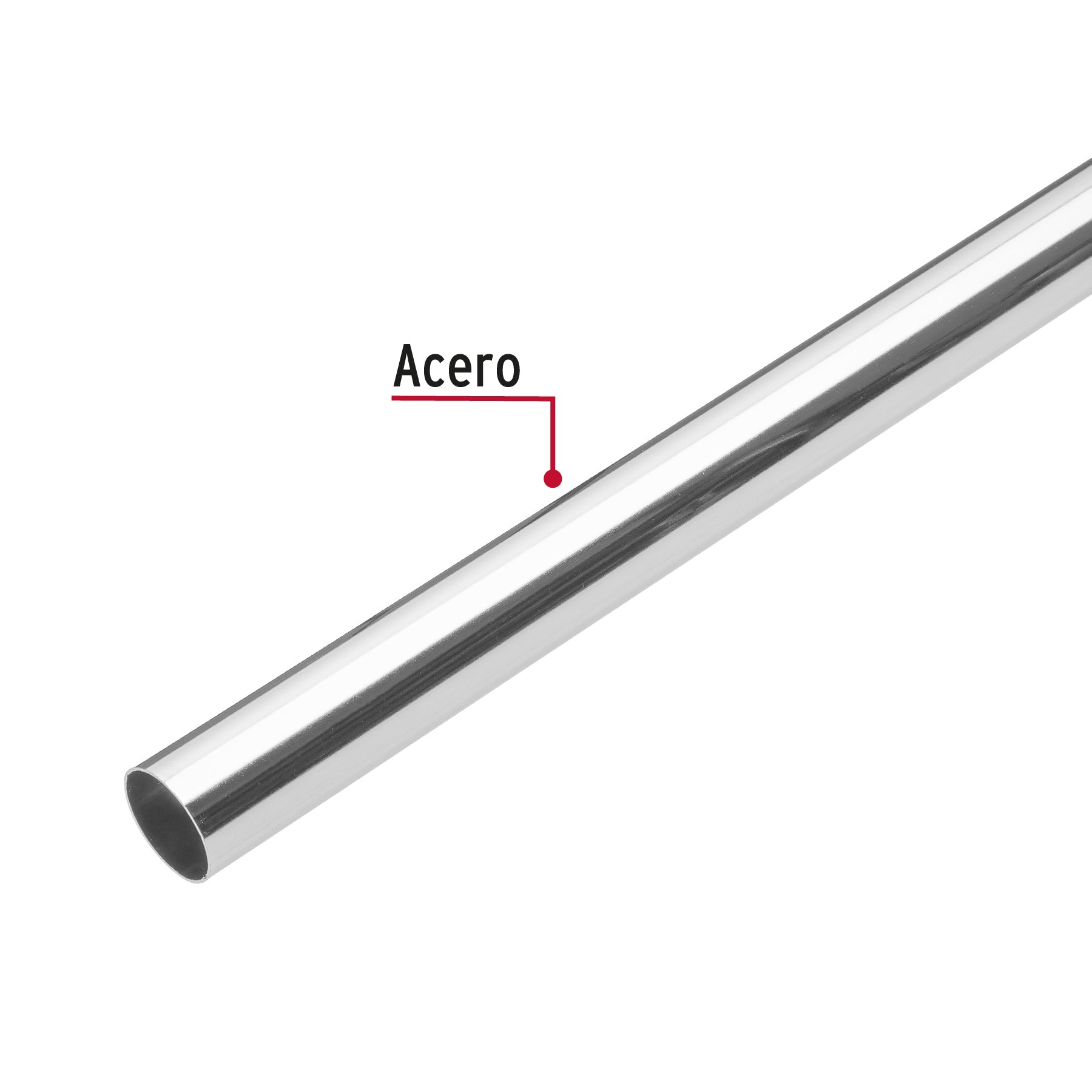 Tubo redondo para clóset, 2.4 m, acero cromado, HERMEX