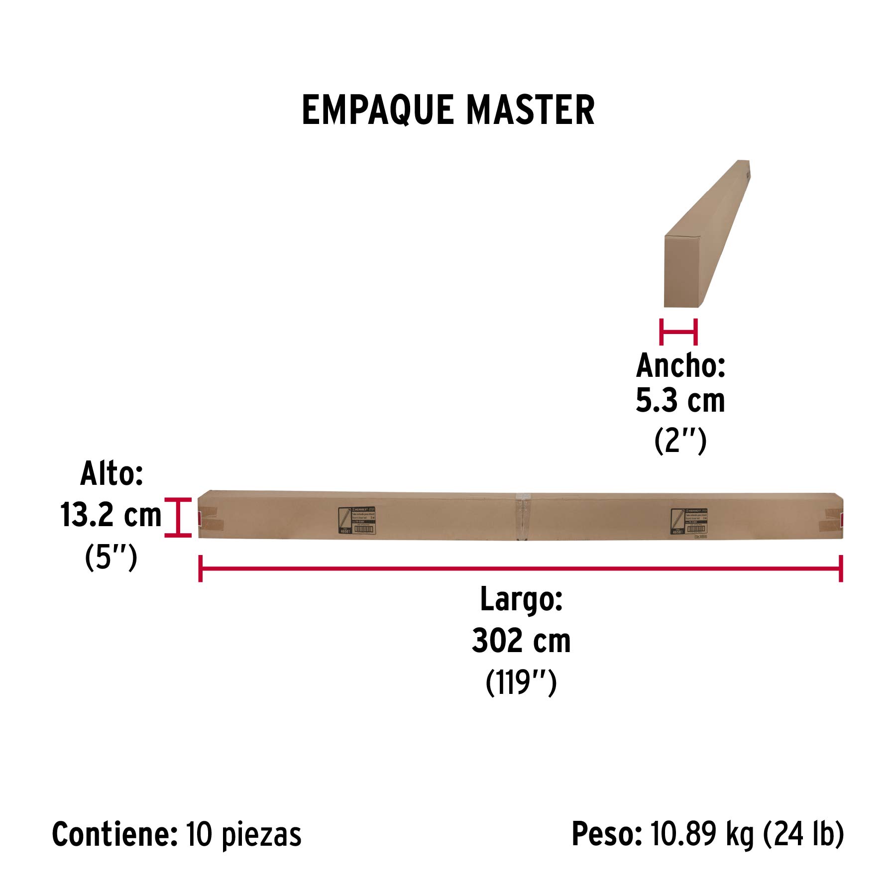 Tubo redondo de 3.0 m negro para closet, HERMEX - Empaque