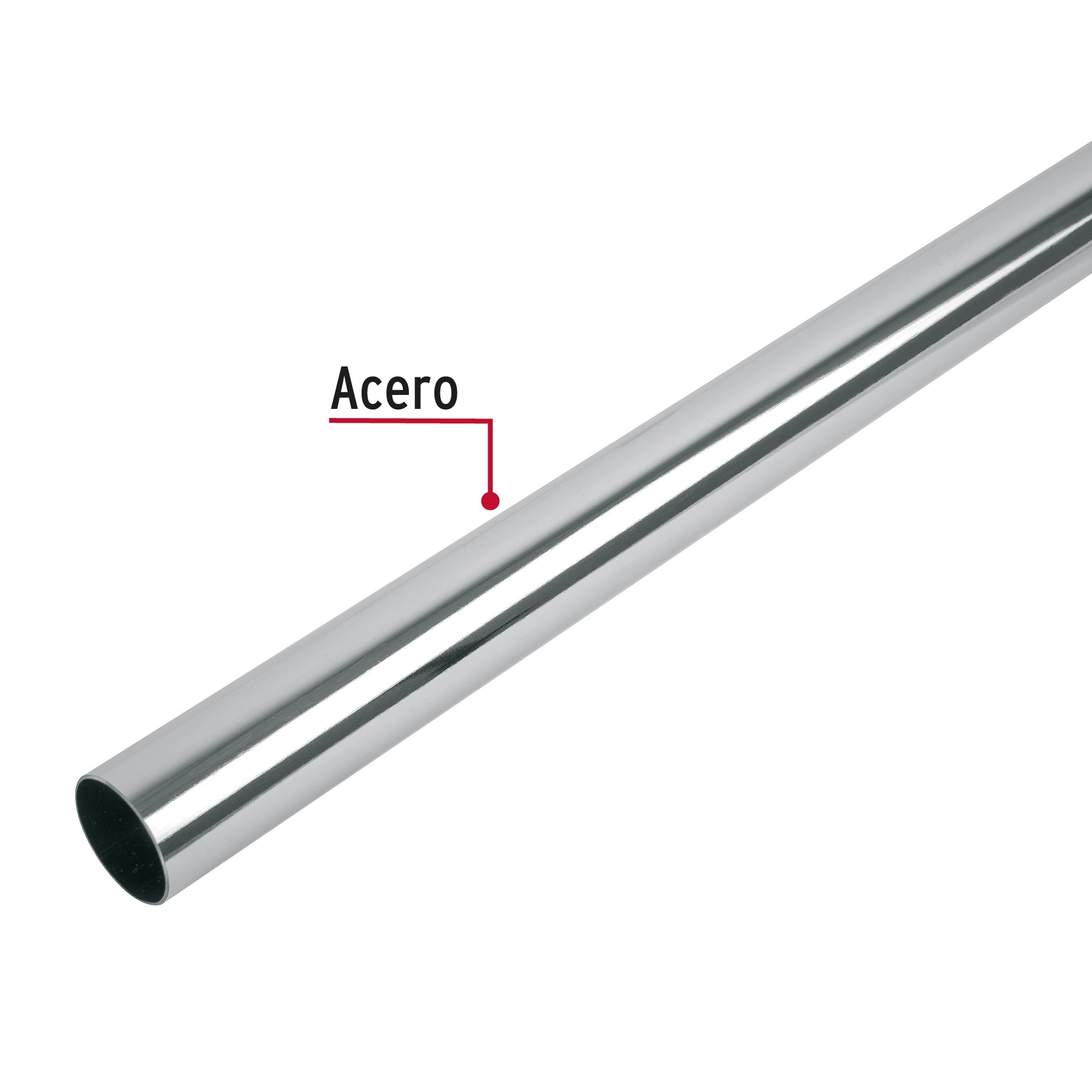 Tubo redondo para clóset, 3.0 m, acero cromado, HERMEX