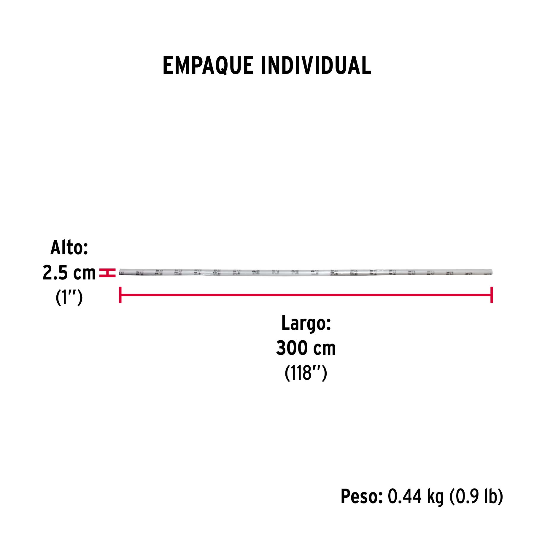 Tubo redondo de 3.0 m en aluminio para closet, HERMEX - Empaque