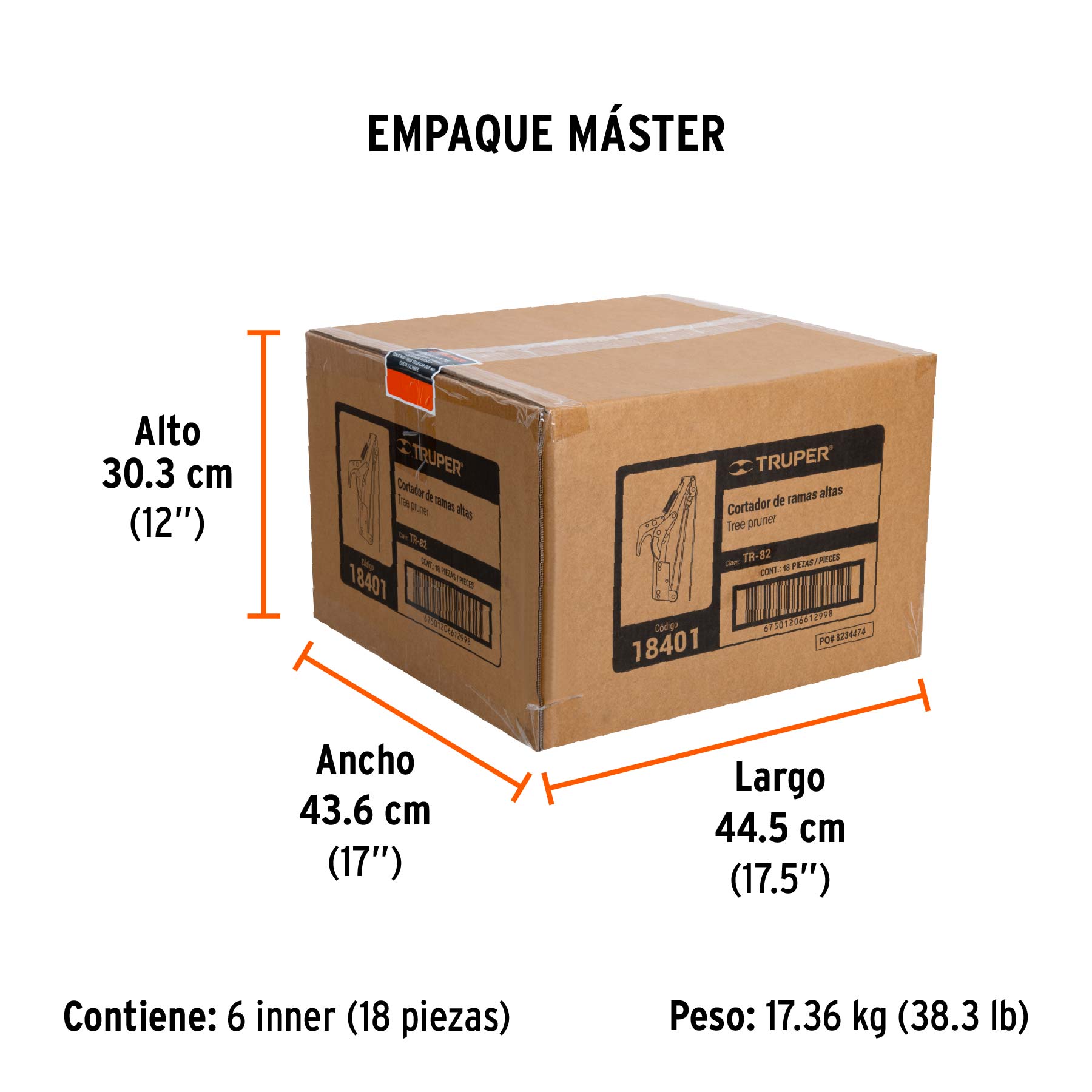 Cortador de ramas altas sin mango, hoja de acero SK5 de 14" - Empaque