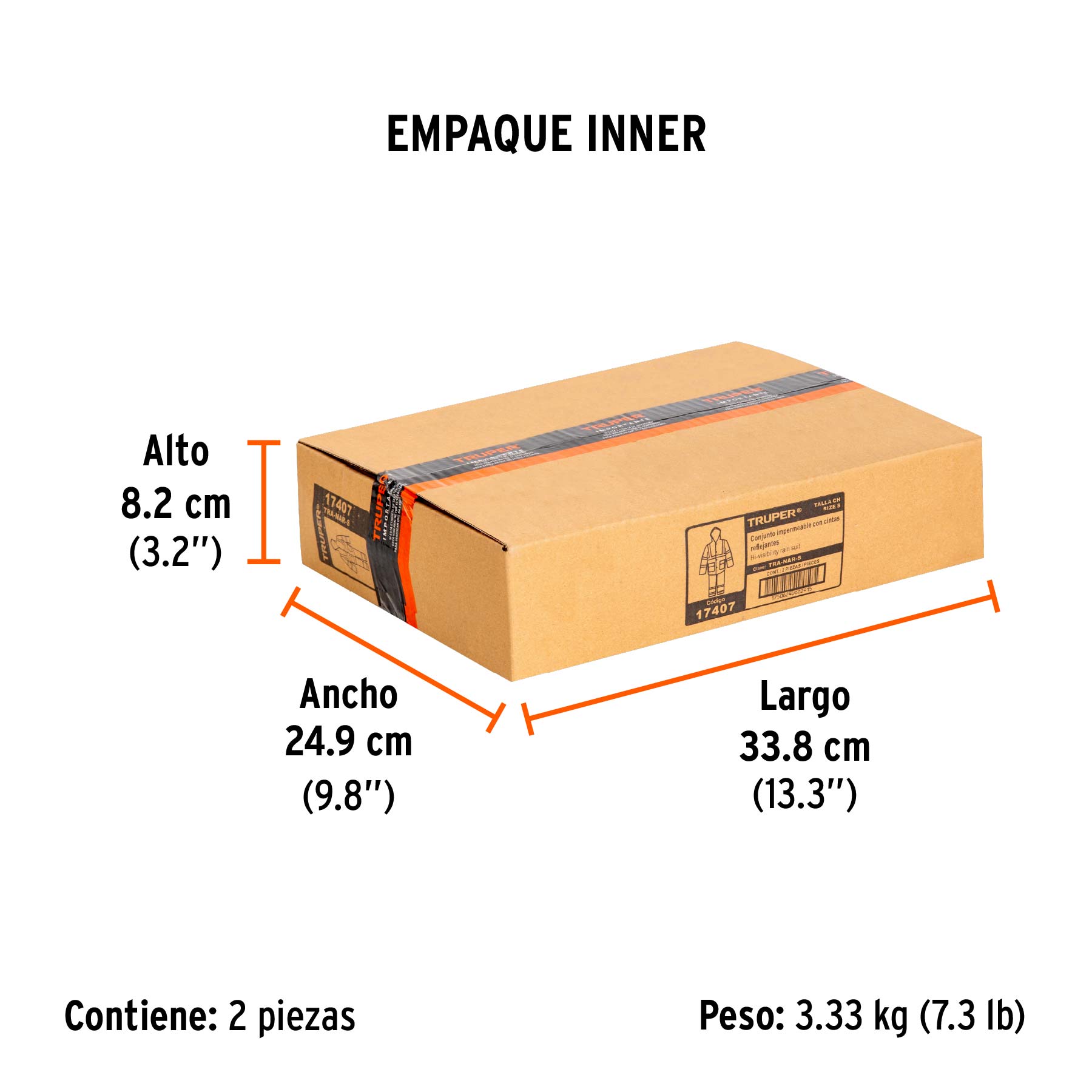 Conjunto impermeable doble capa naranja con reflejante, CH - Empaque
