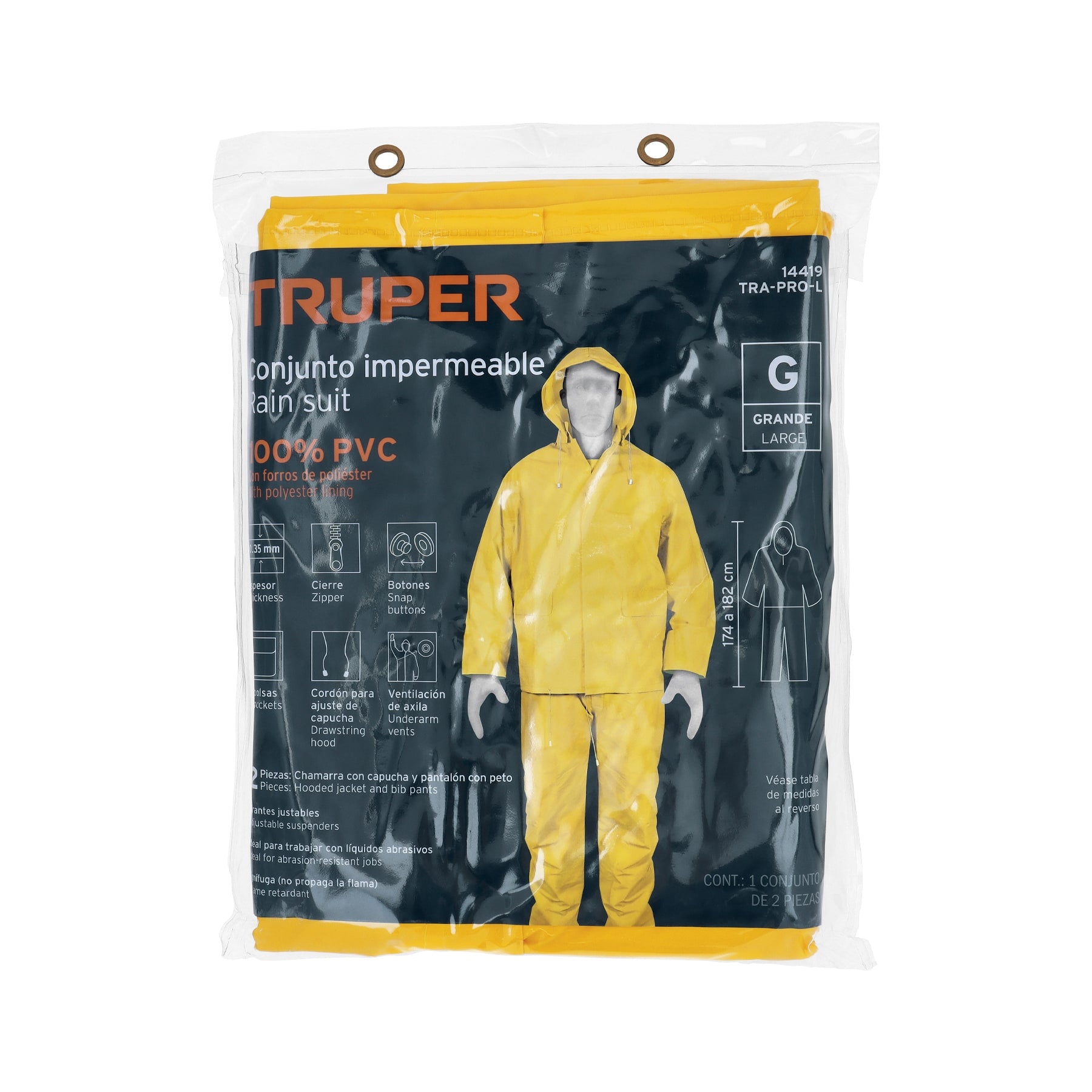 Conjunto impermeable doble capa, talla G, TRUPER
