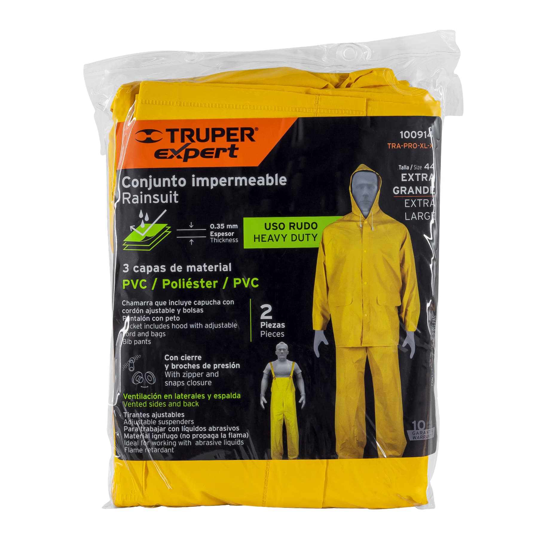Conjunto impermeable triple capa, talla XG, TRUPER EXPERT