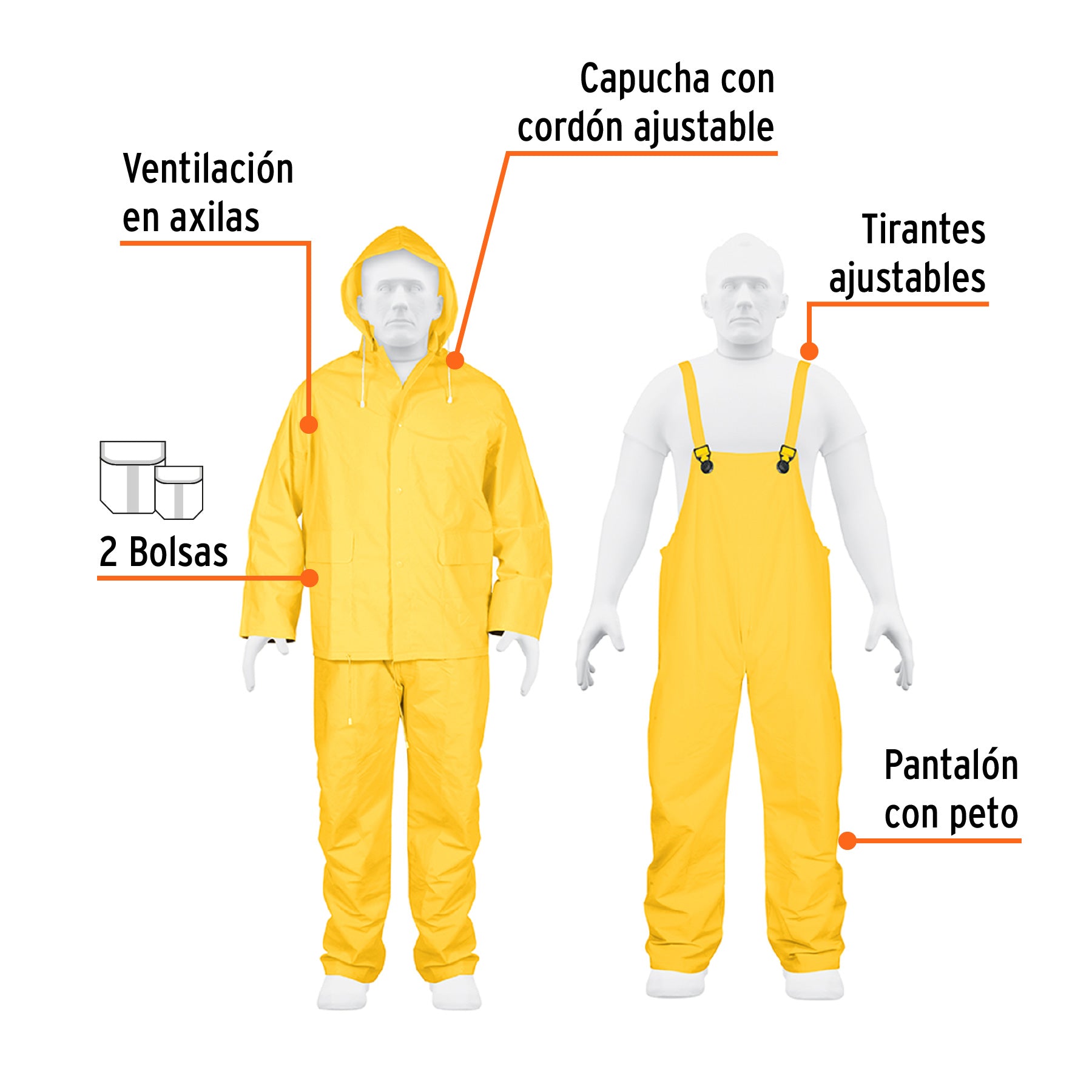 Conjunto impermeable doble capa, talla XG, TRUPER