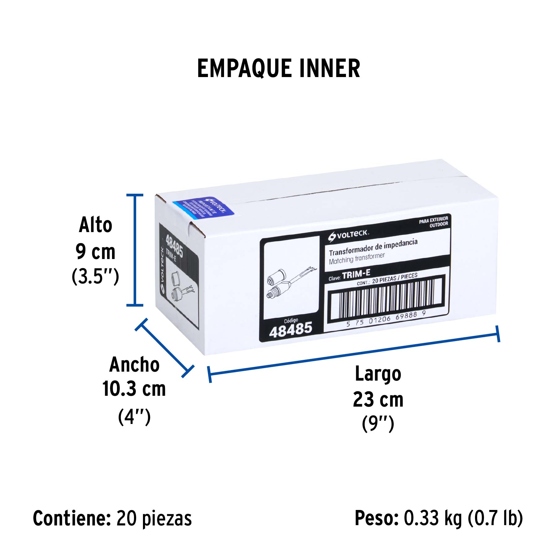 Transformador de impedancia para exteriores, VOLTECK - Empaque