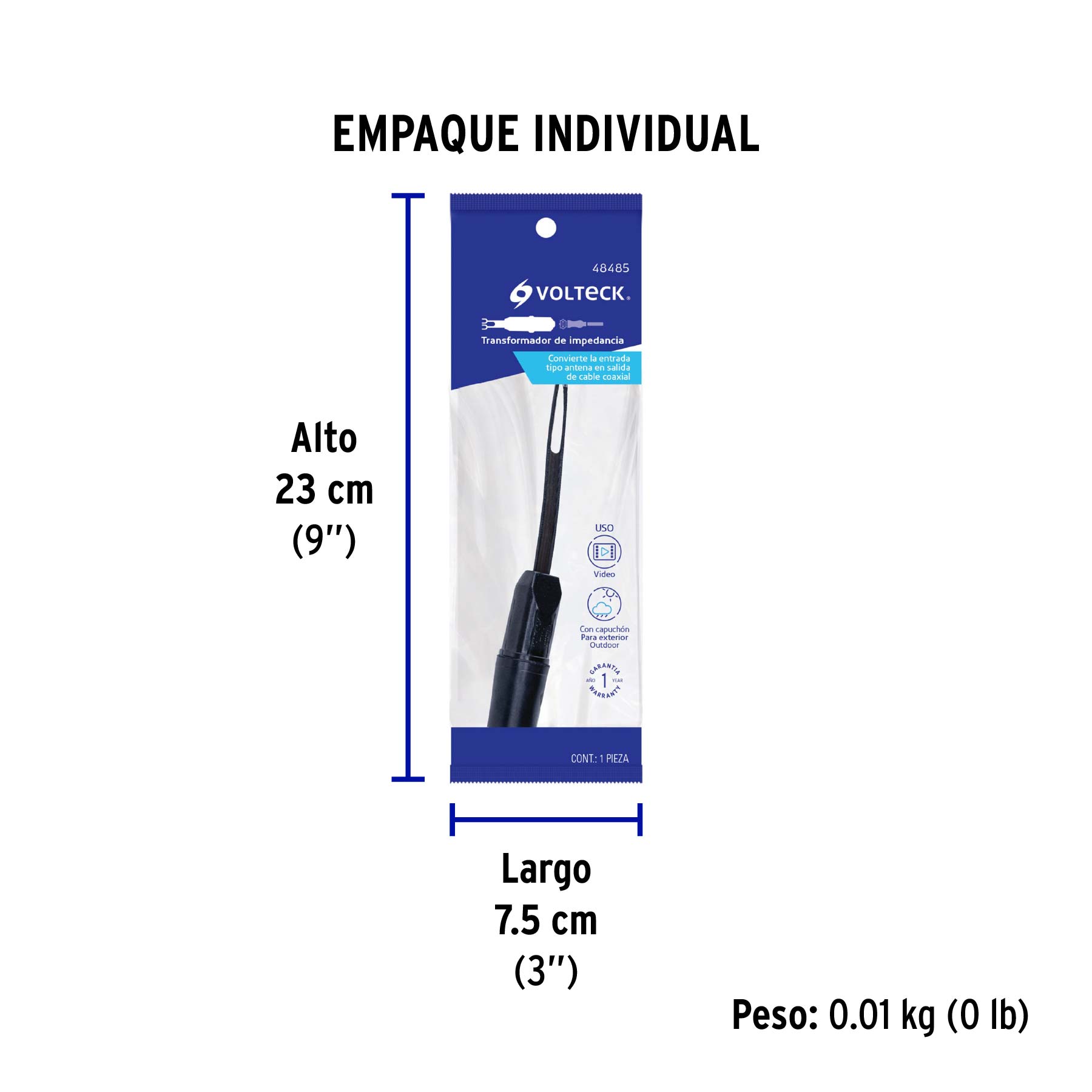 Transformador de impedancia para exteriores, VOLTECK - Empaque