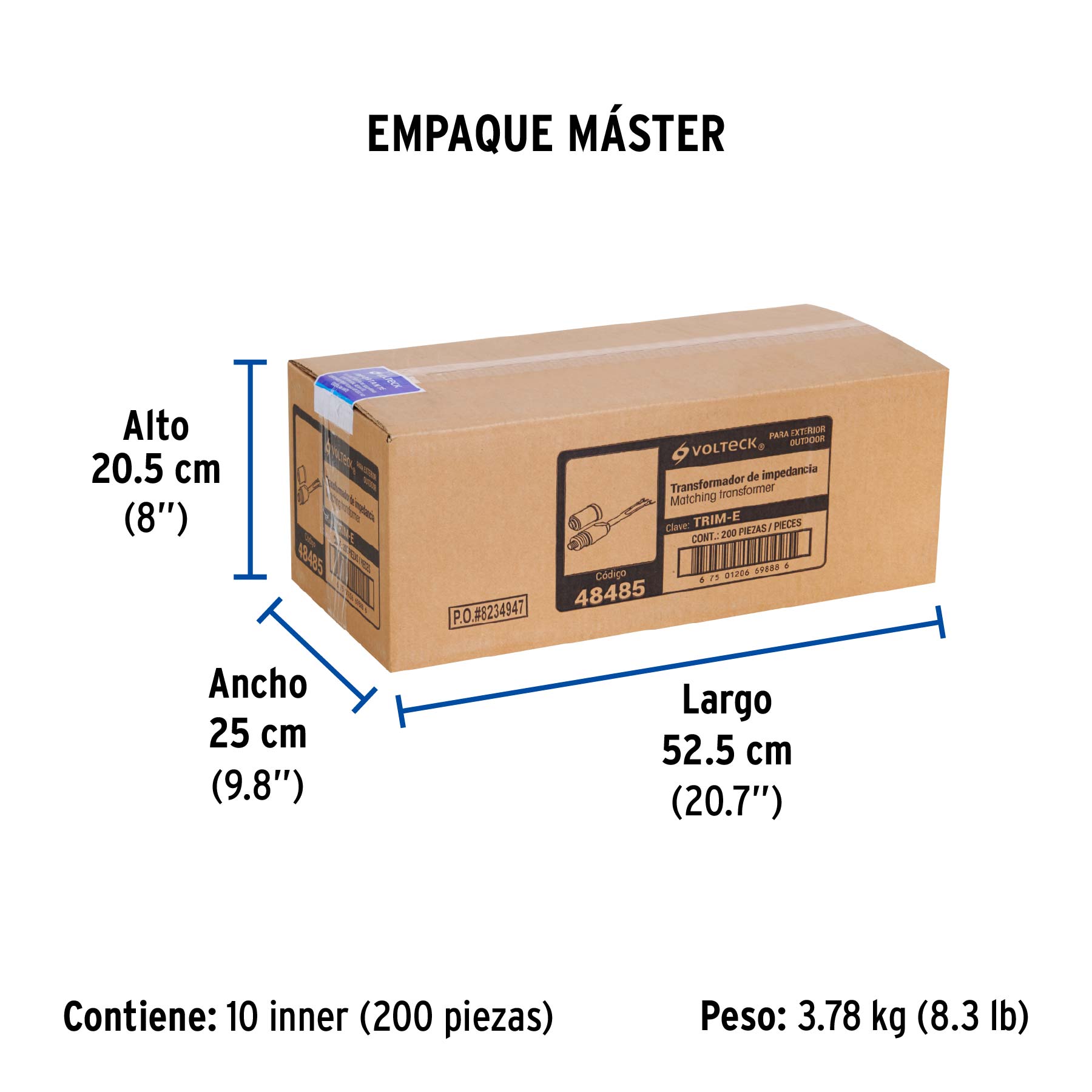 Transformador de impedancia para exteriores, VOLTECK - Empaque