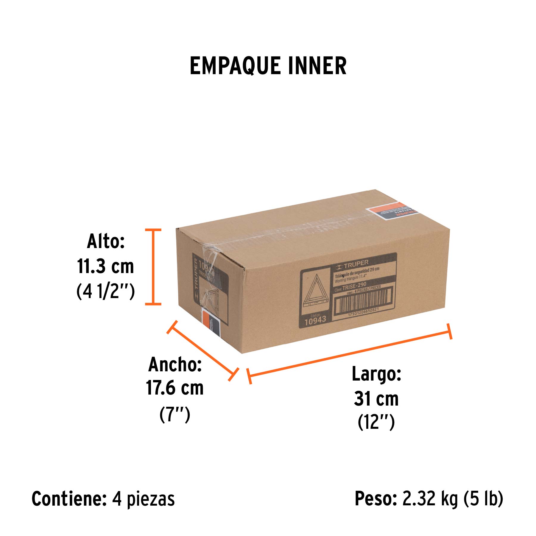 Triángulo de seguridad, 11", TRUPER - Empaque