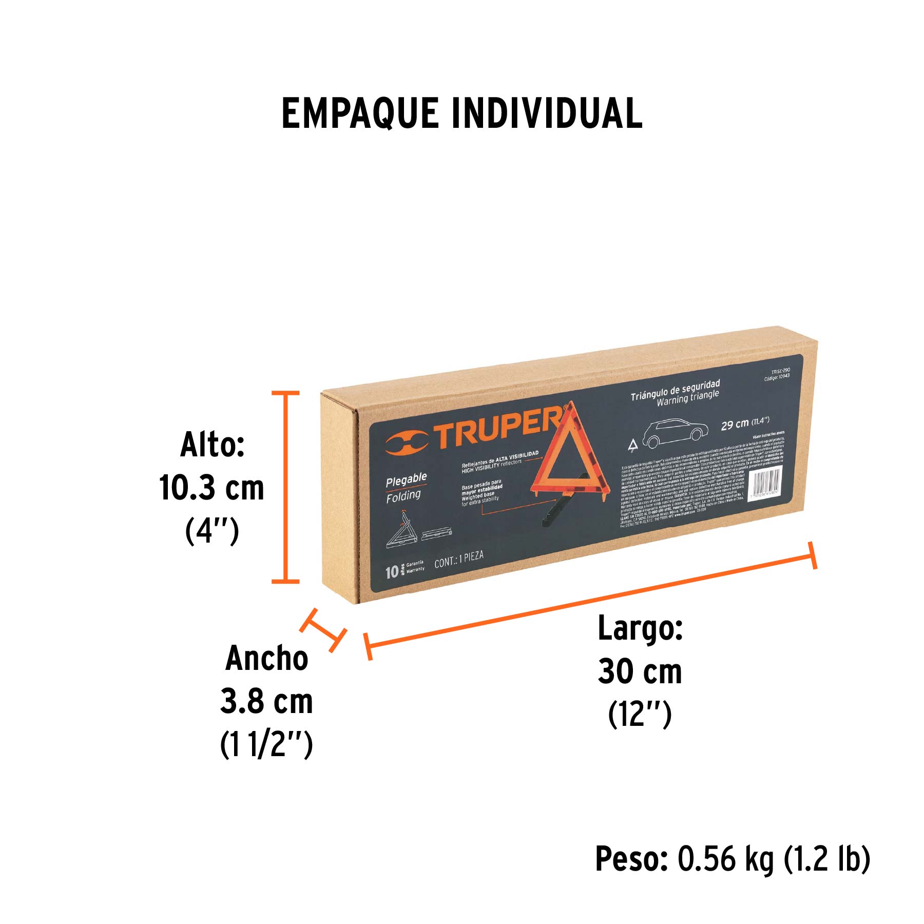 Triángulo de seguridad, 11", TRUPER - Empaque