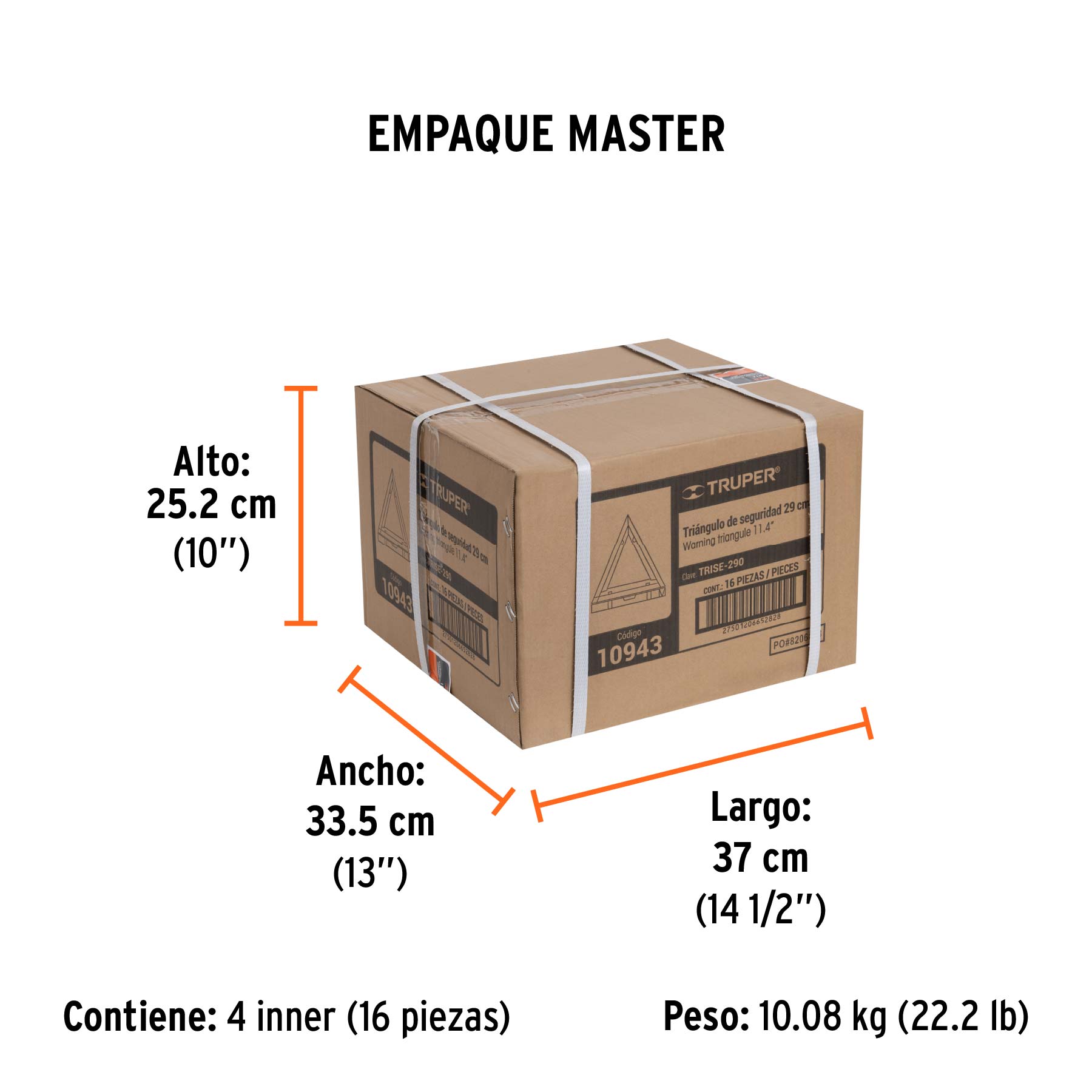 Triángulo de seguridad, 11", TRUPER - Empaque