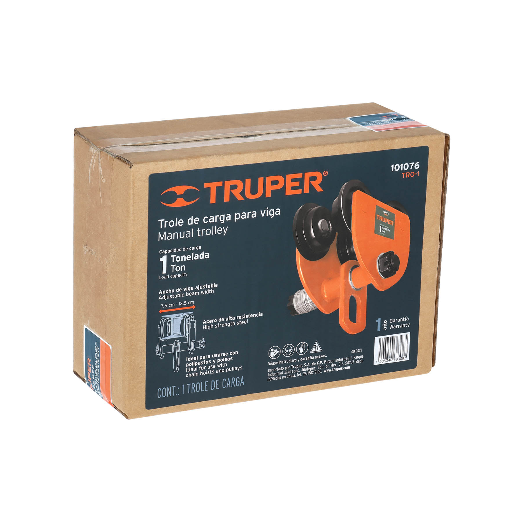 Trole de carga 1 ton para vigas IPS e IPR, ajustable, TRUPER