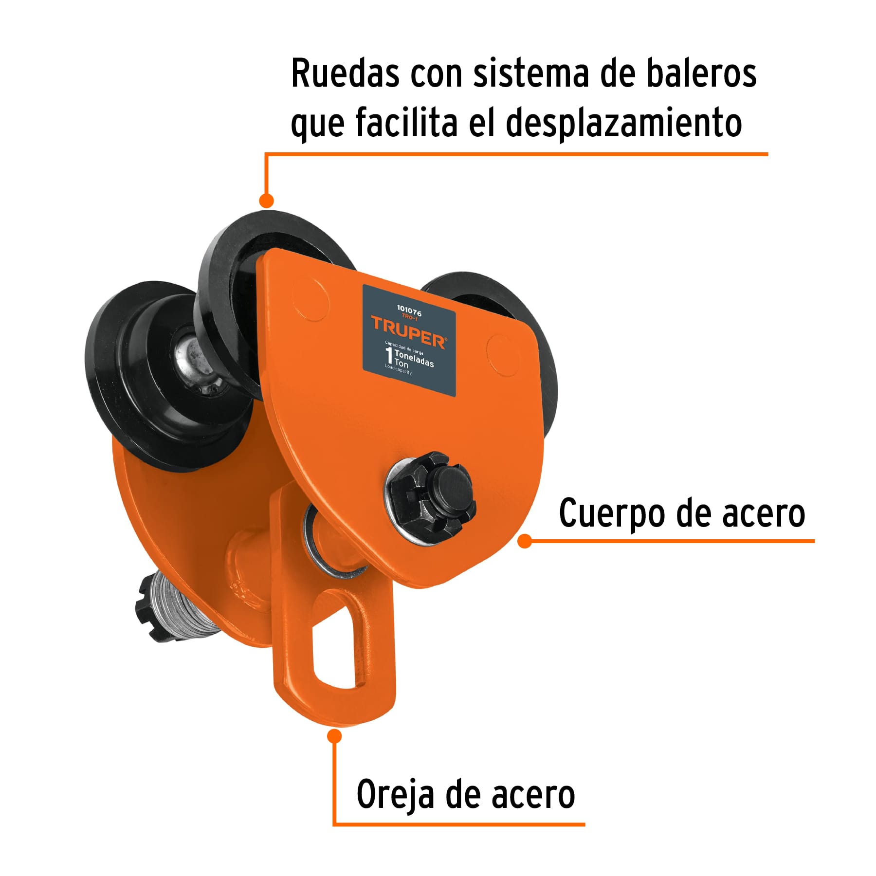 Trole de carga 1 ton para vigas IPS e IPR, ajustable, TRUPER