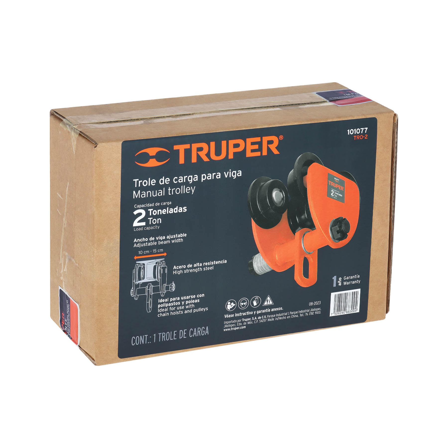 Trole de carga 2 ton para vigas IPS e IPR, ajustable, TRUPER