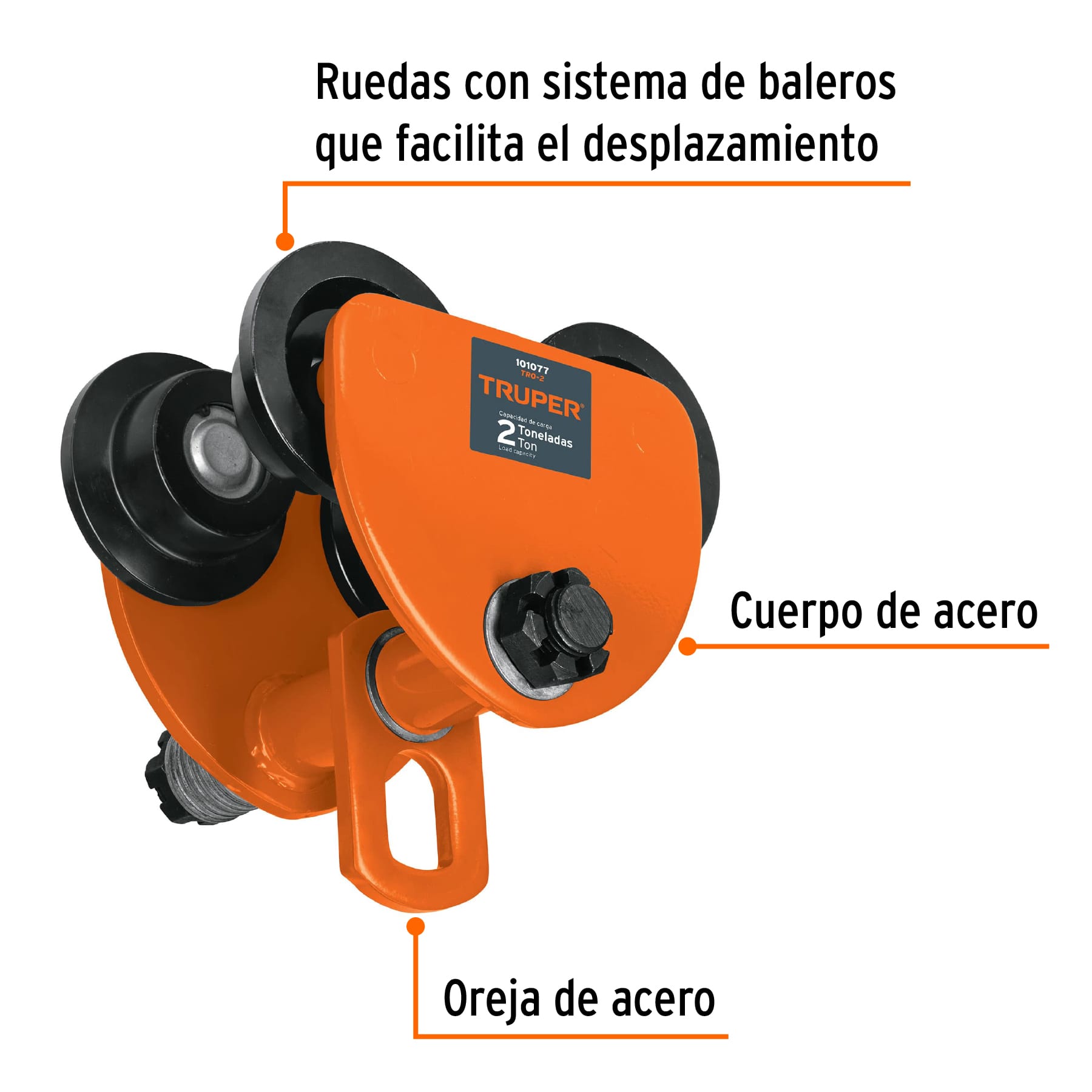 Trole de carga 2 ton para vigas IPS e IPR, ajustable, TRUPER