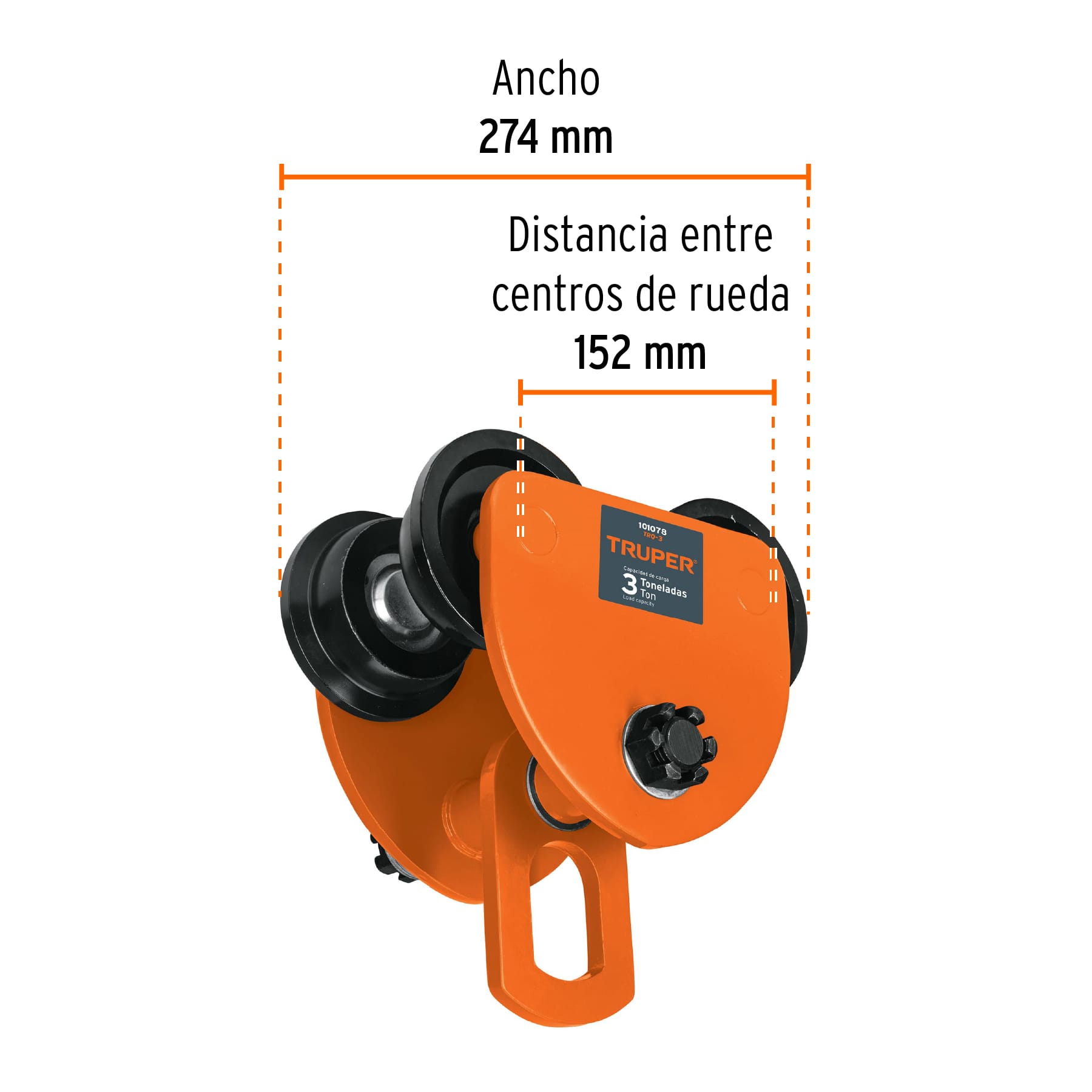 Trole de carga 3 ton para vigas IPS e IPR, ajustable, TRUPER