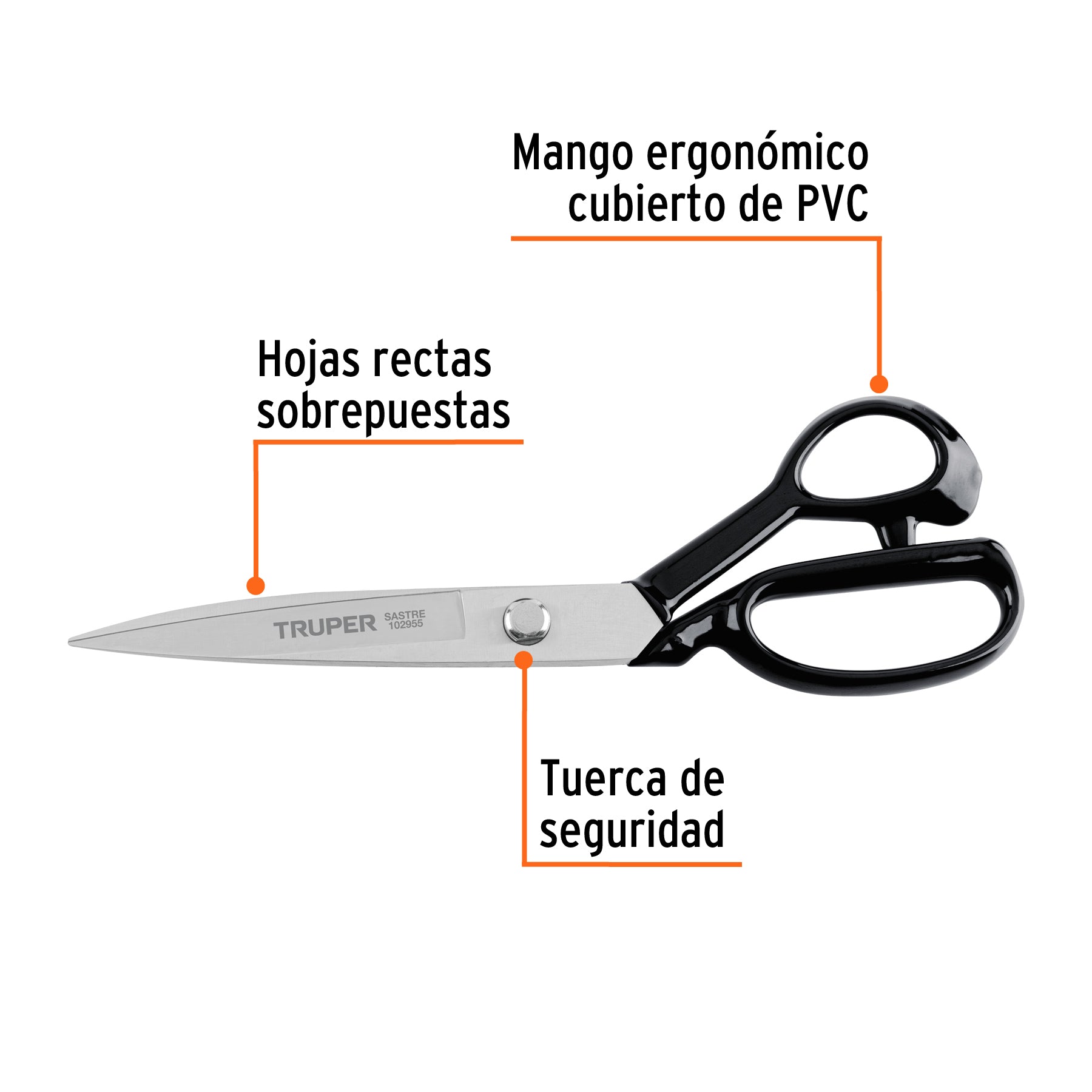 Tijera 10" para sastre, acabado satinado, TRUPER