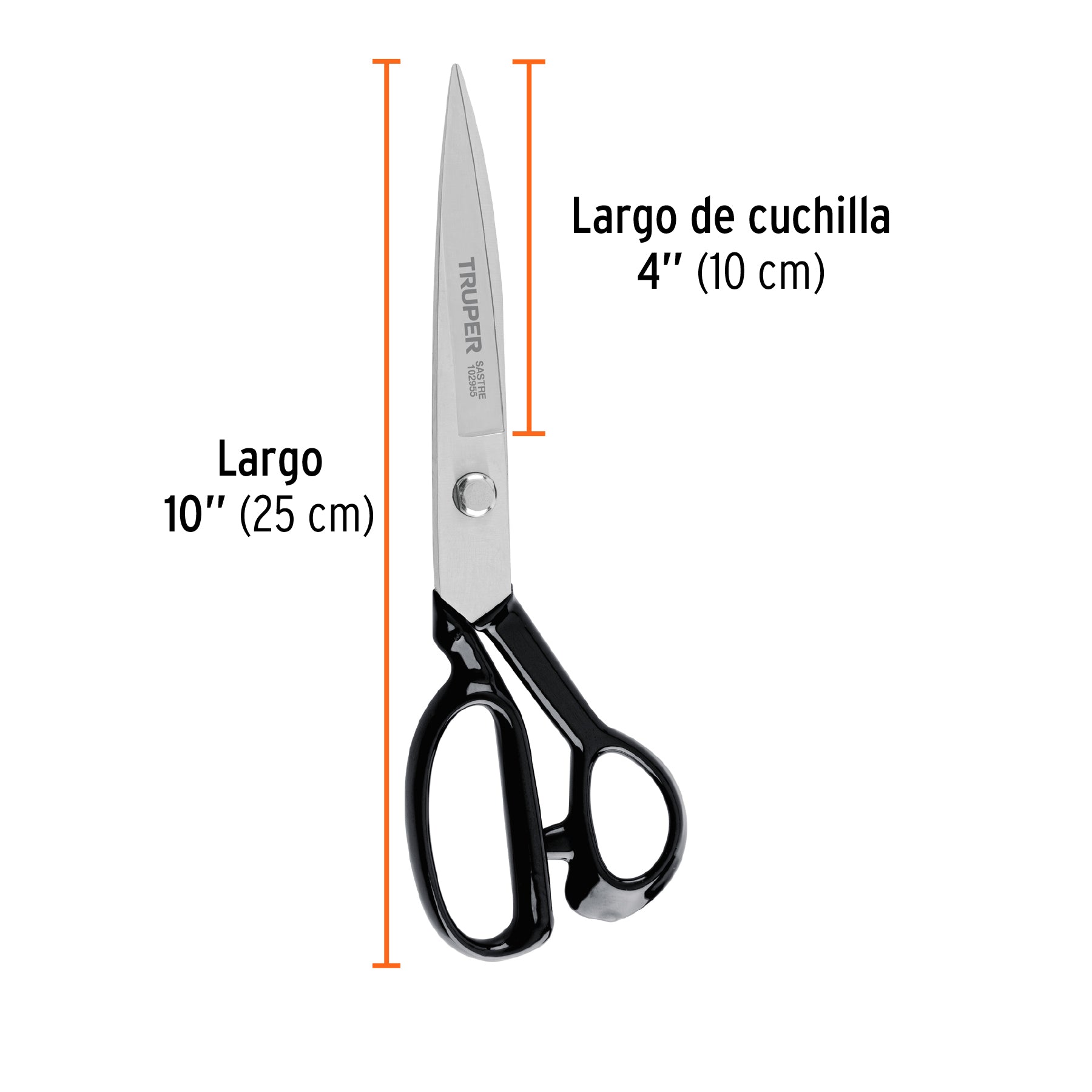 Tijera 10" para sastre, acabado satinado, TRUPER