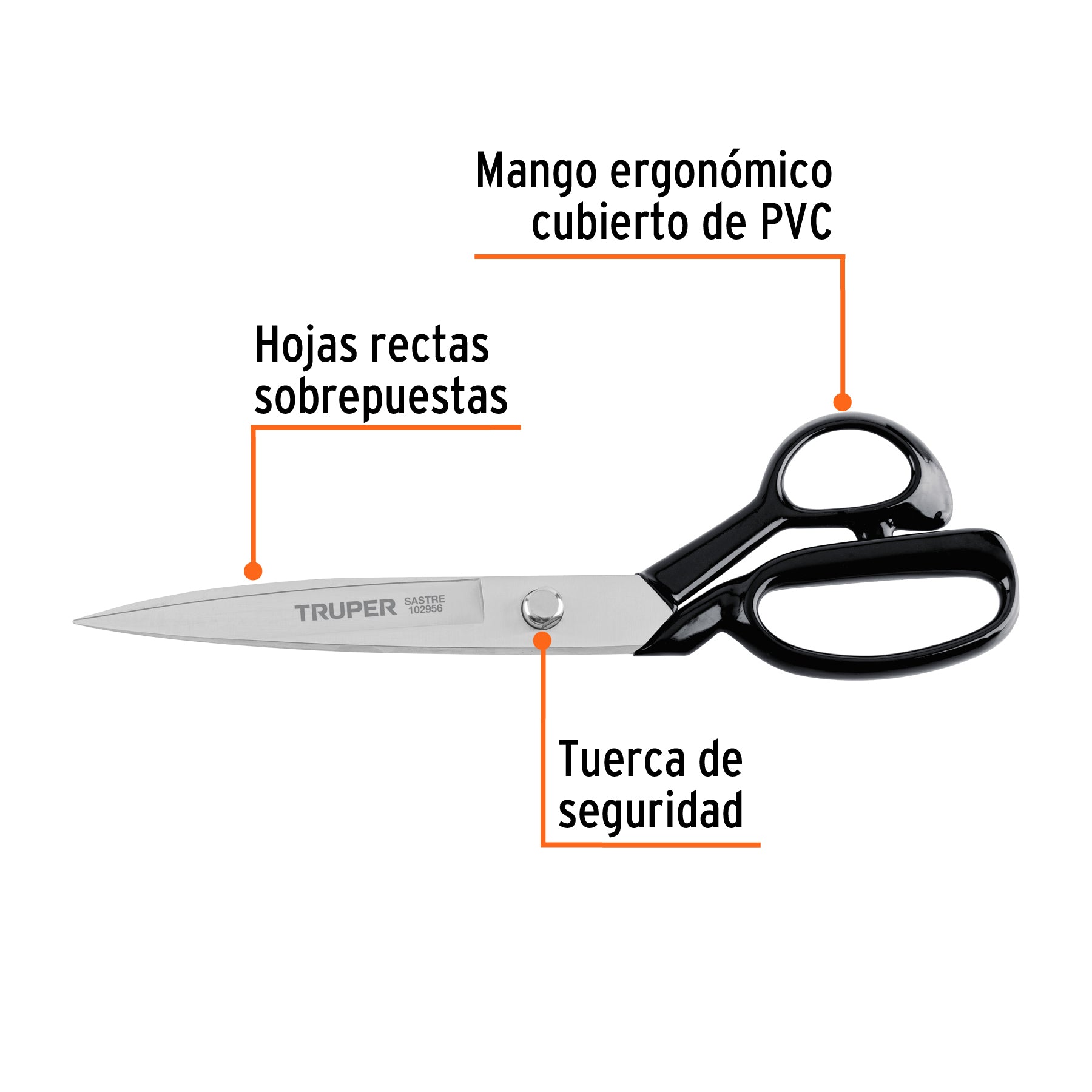 Tijera 11" para sastre, acabado satinado, TRUPER