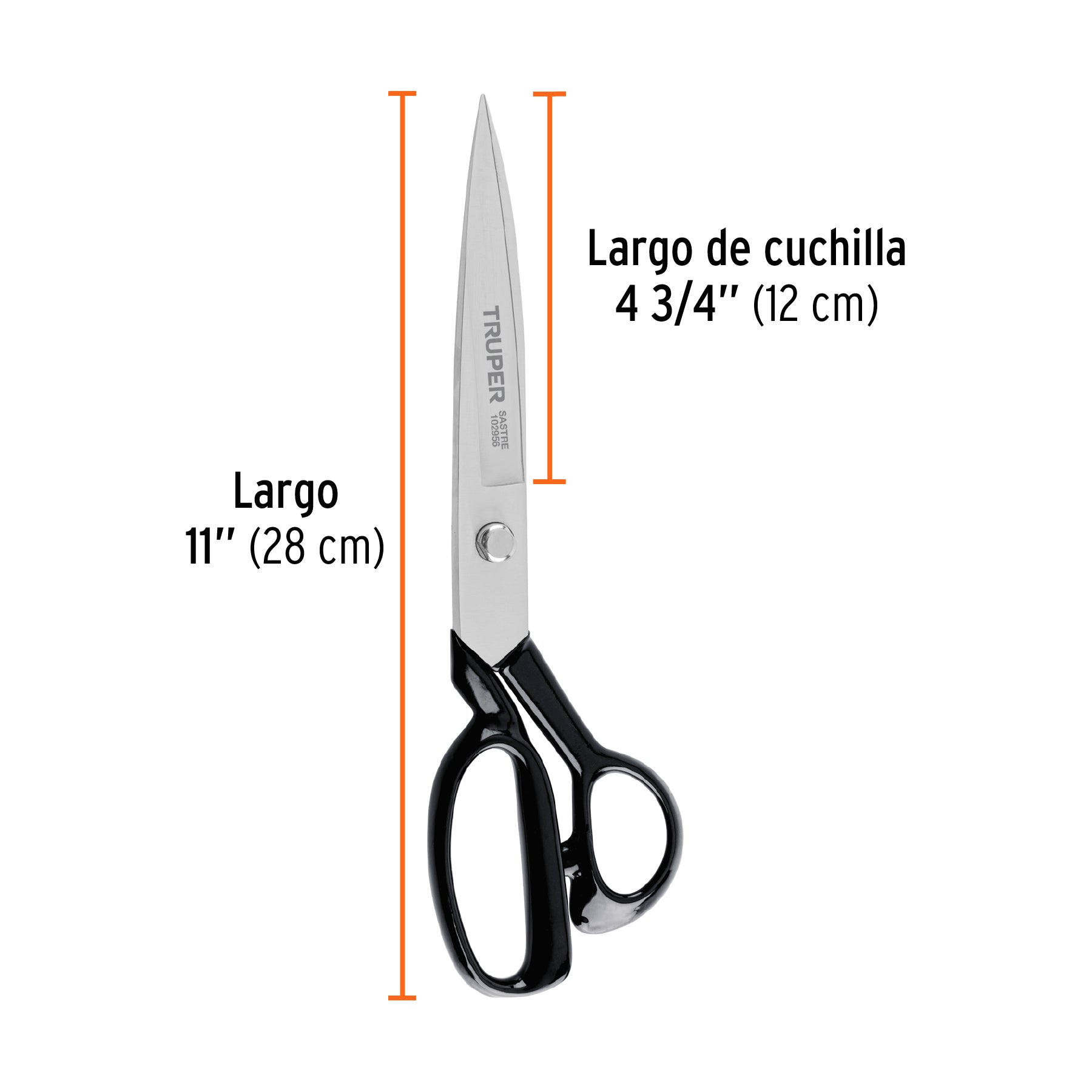 Tijera 11" para sastre, acabado satinado, TRUPER