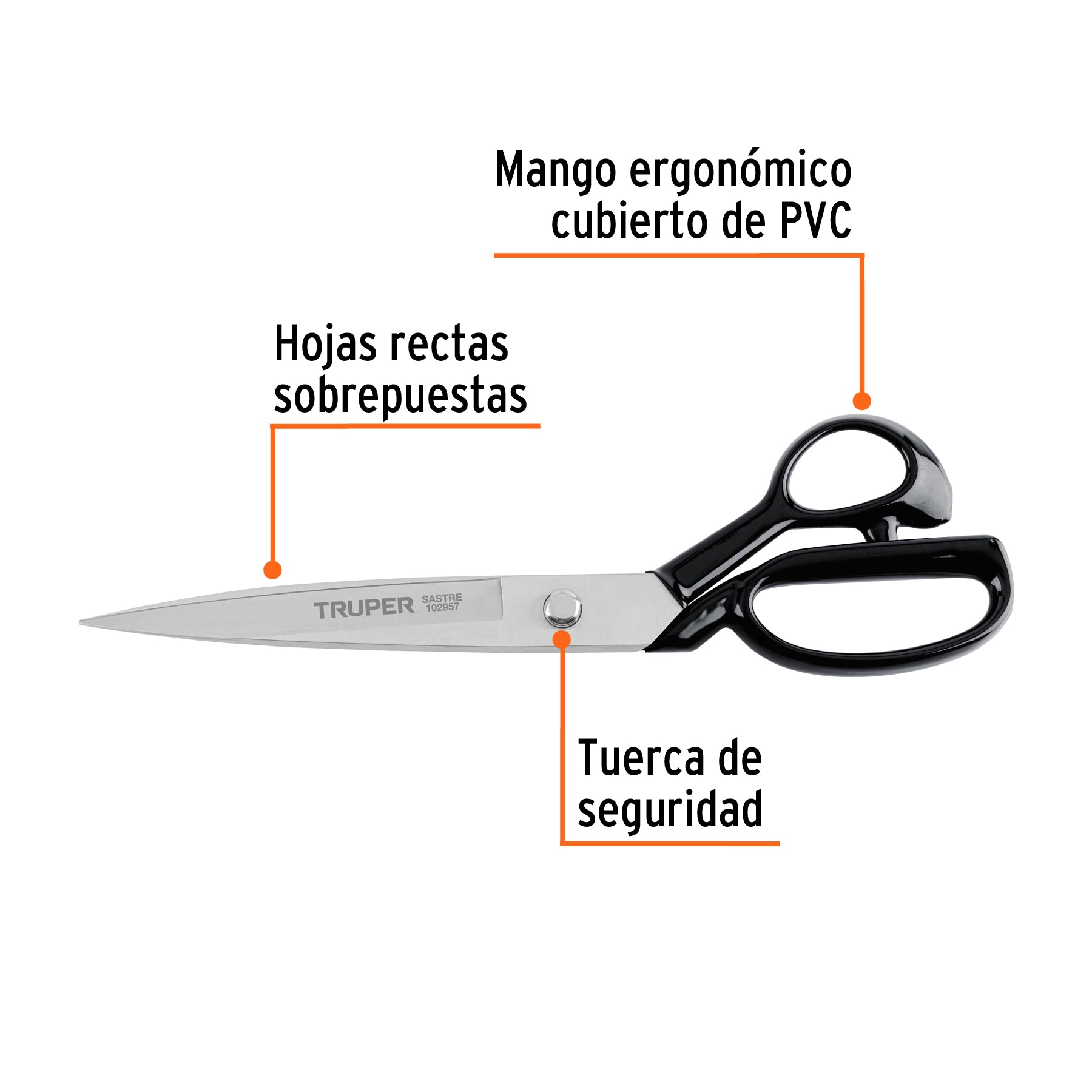 Tijera 12" para sastre, acabado satinado, TRUPER